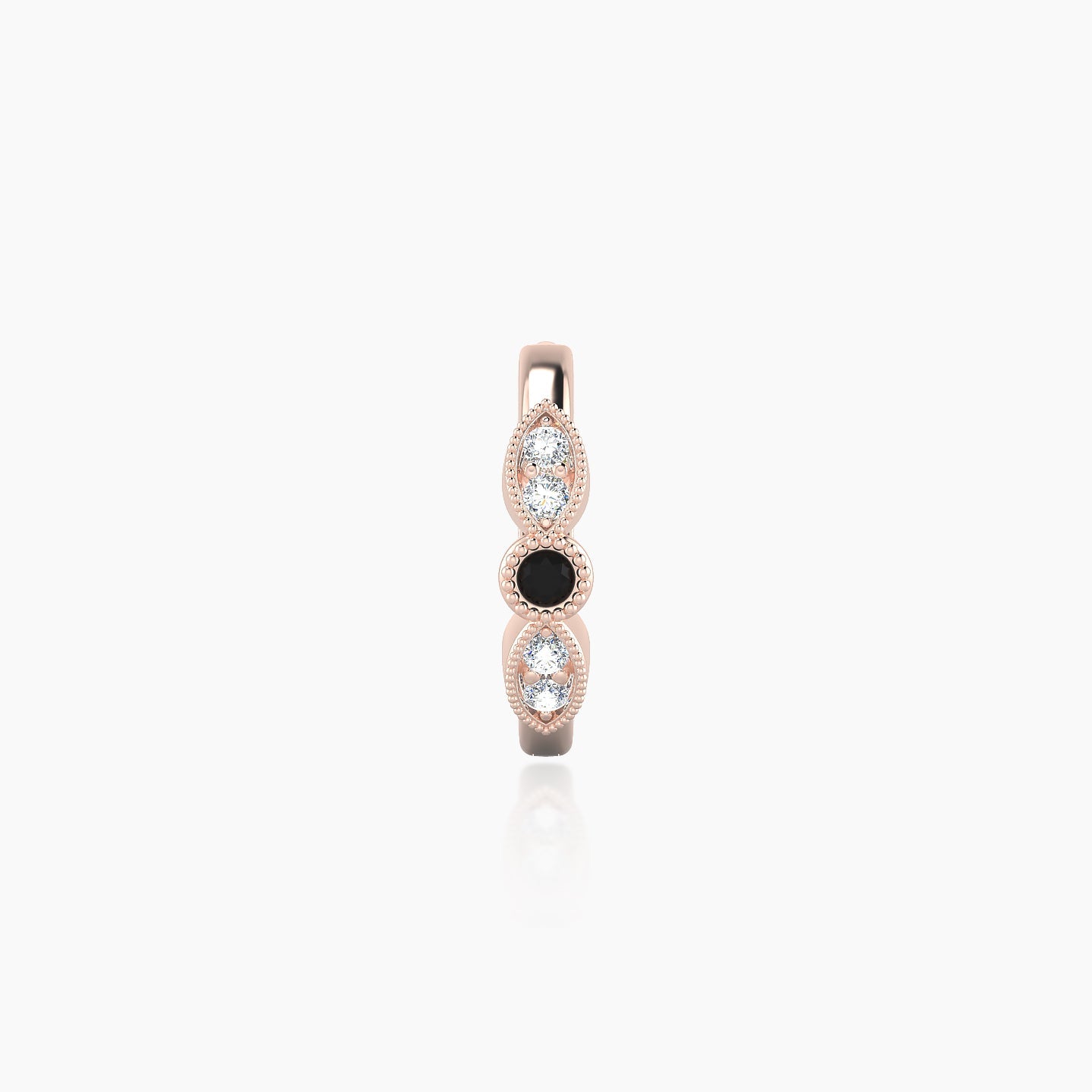 Roma | 18k Rose Gold 8 mm Black Diamond & Diamond Hoop Piercing