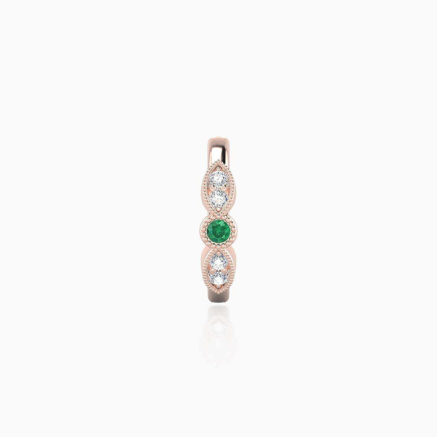 Roma | 18k Rose Gold 8 mm Emerald & Diamond Hoop Piercing