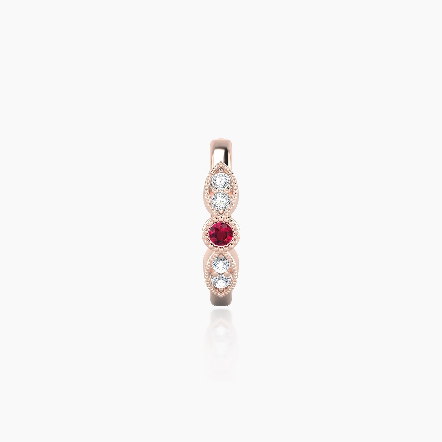 Roma | 18k Rose Gold 8 mm Ruby & Diamond Hoop Piercing