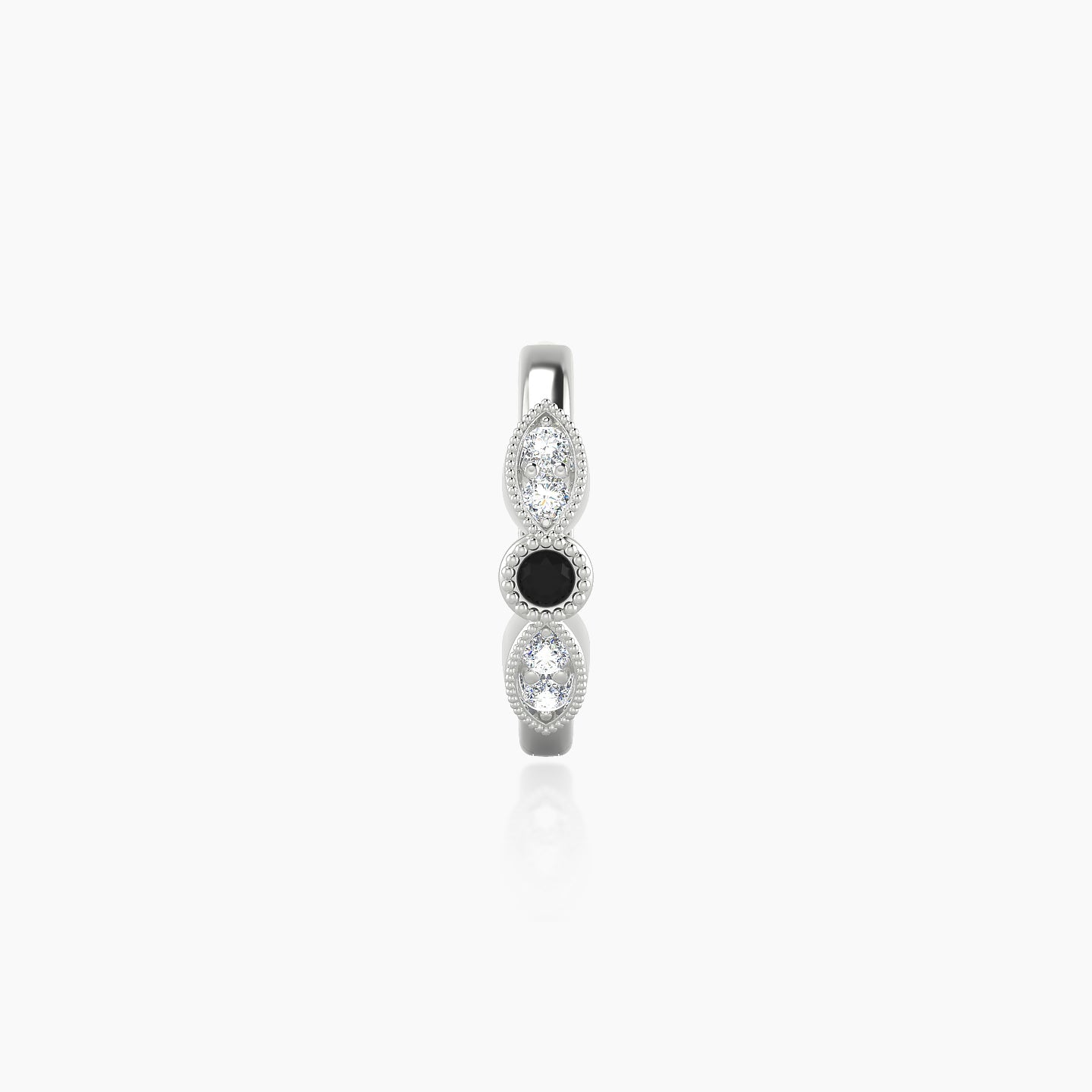 Roma | 18k White Gold 8 mm Black Diamond & Diamond Hoop Piercing