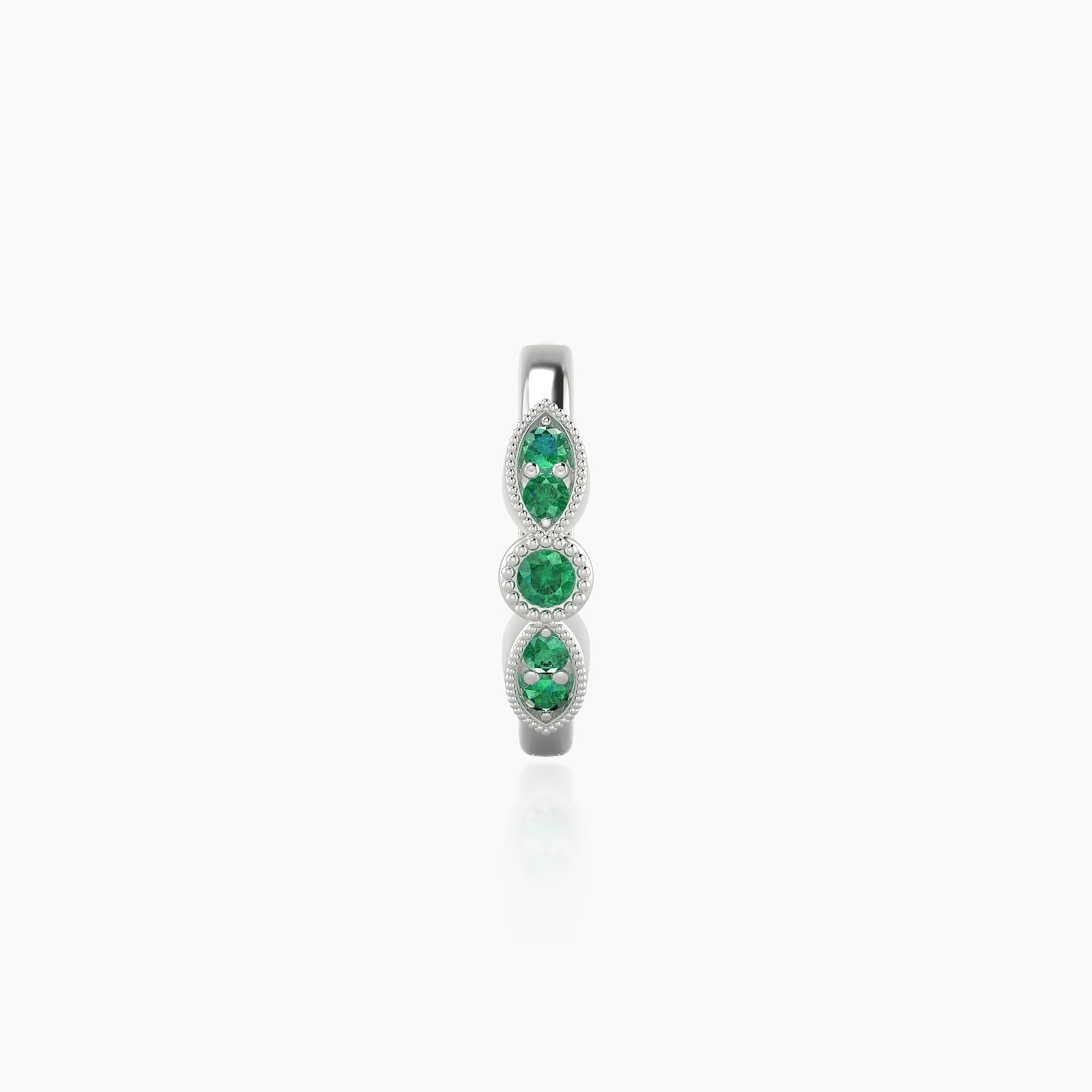 Roma | 18k White Gold 8 mm Emerald Hoop Piercing