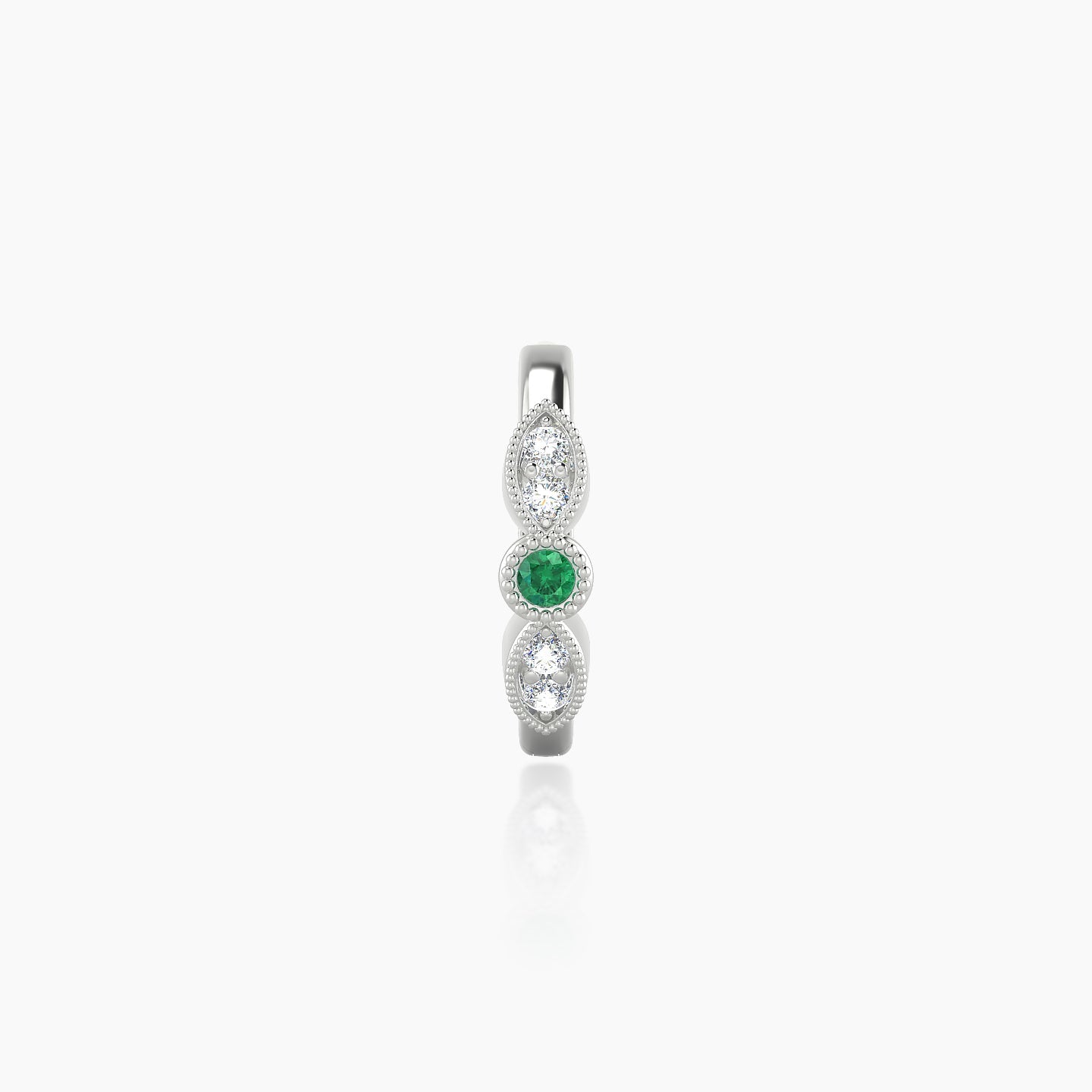 Roma | 18k White Gold 8 mm Emerald & Diamond Hoop Piercing