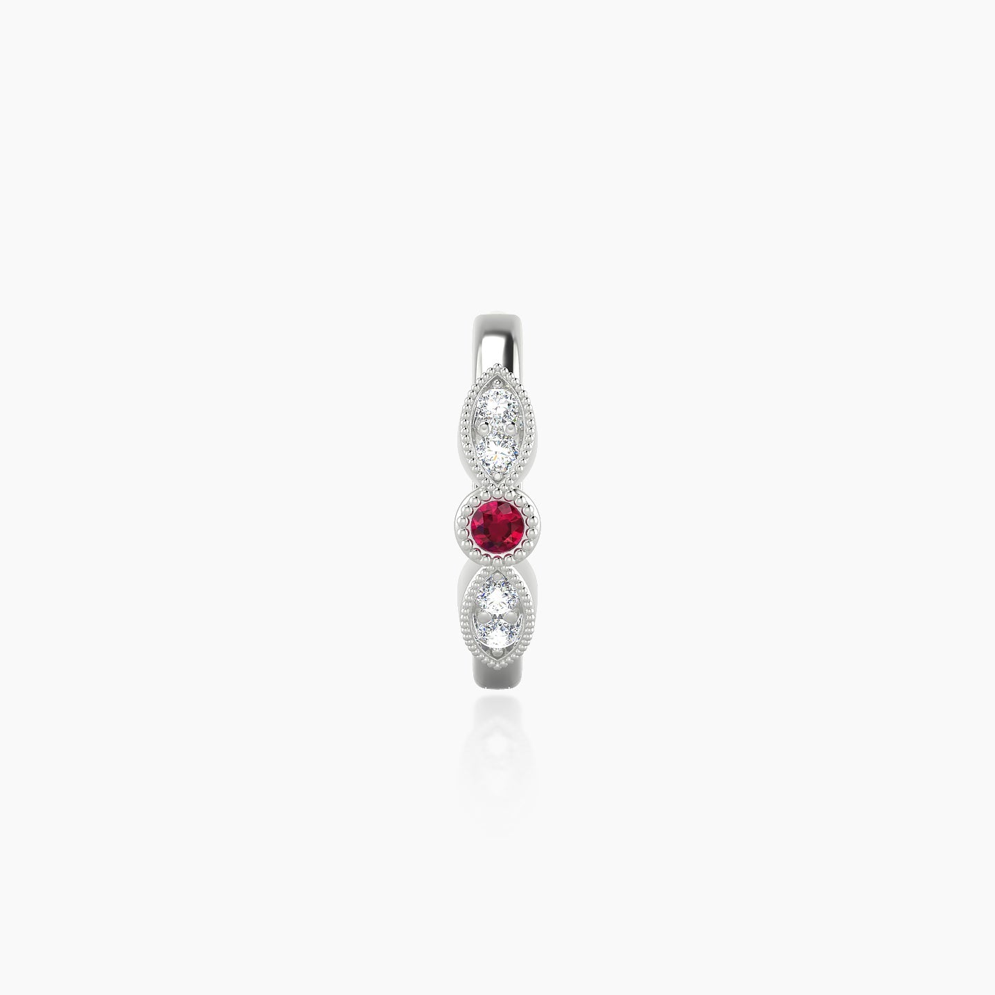 Roma | 18k White Gold 8 mm Ruby & Diamond Hoop Piercing