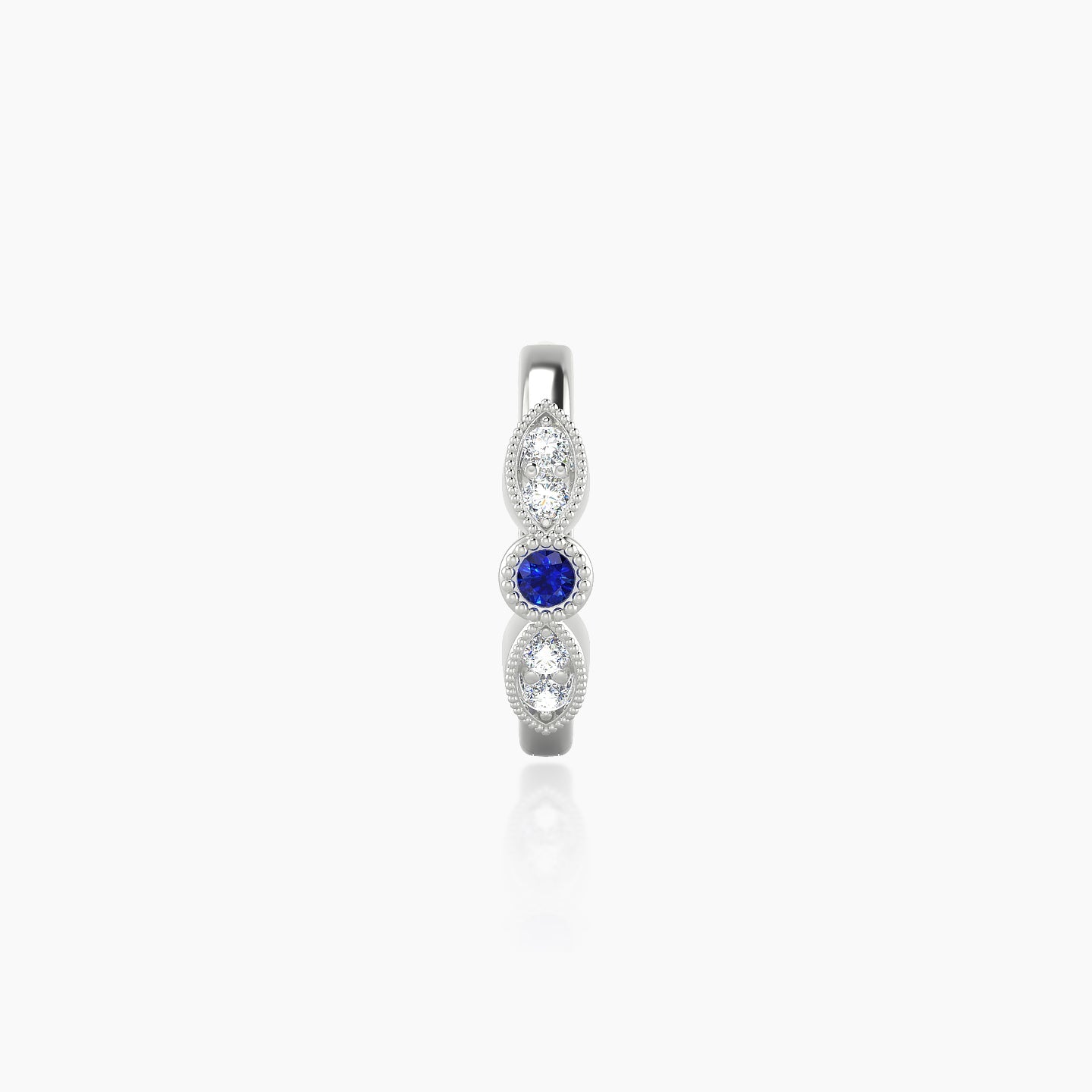 Roma | 18k White Gold 8 mm Sapphire & Diamond Hoop Piercing