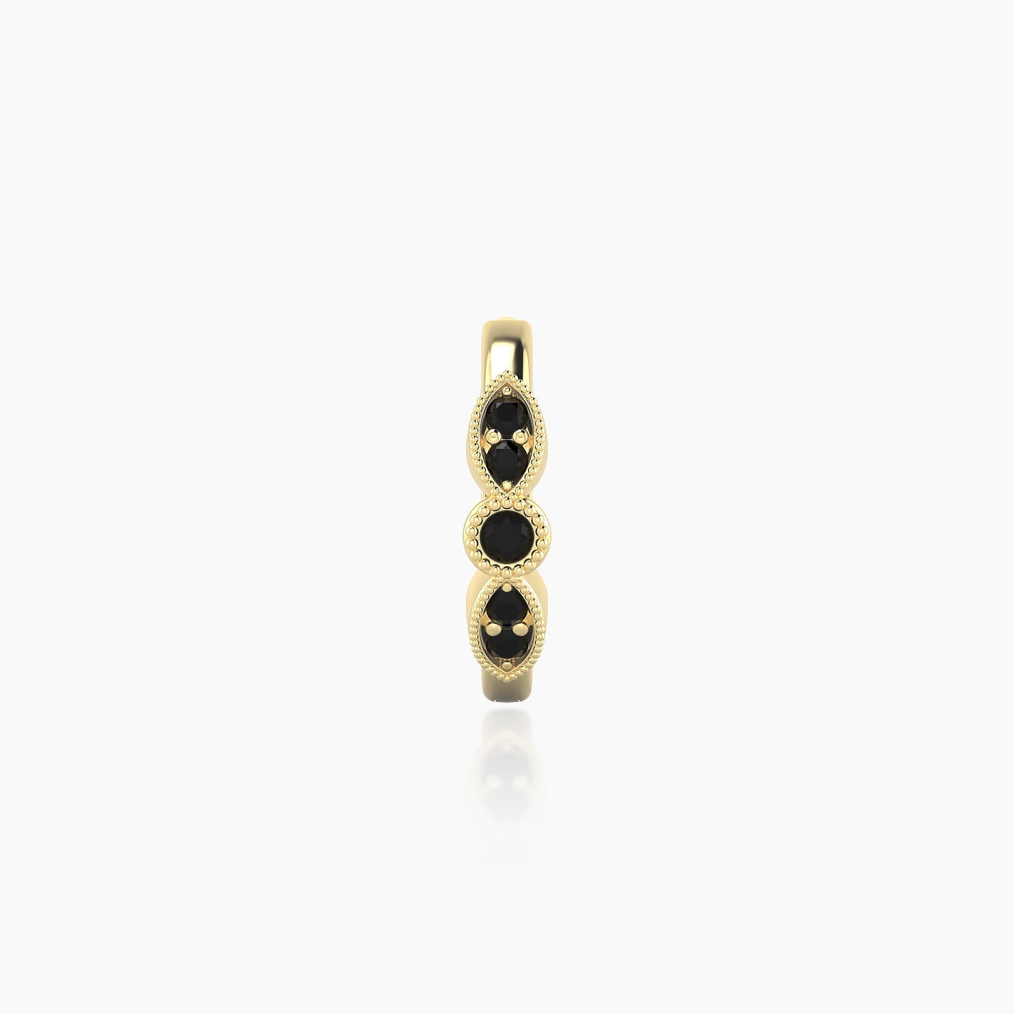 Roma | 18k Yellow Gold 8 mm Black Diamond Hoop Piercing