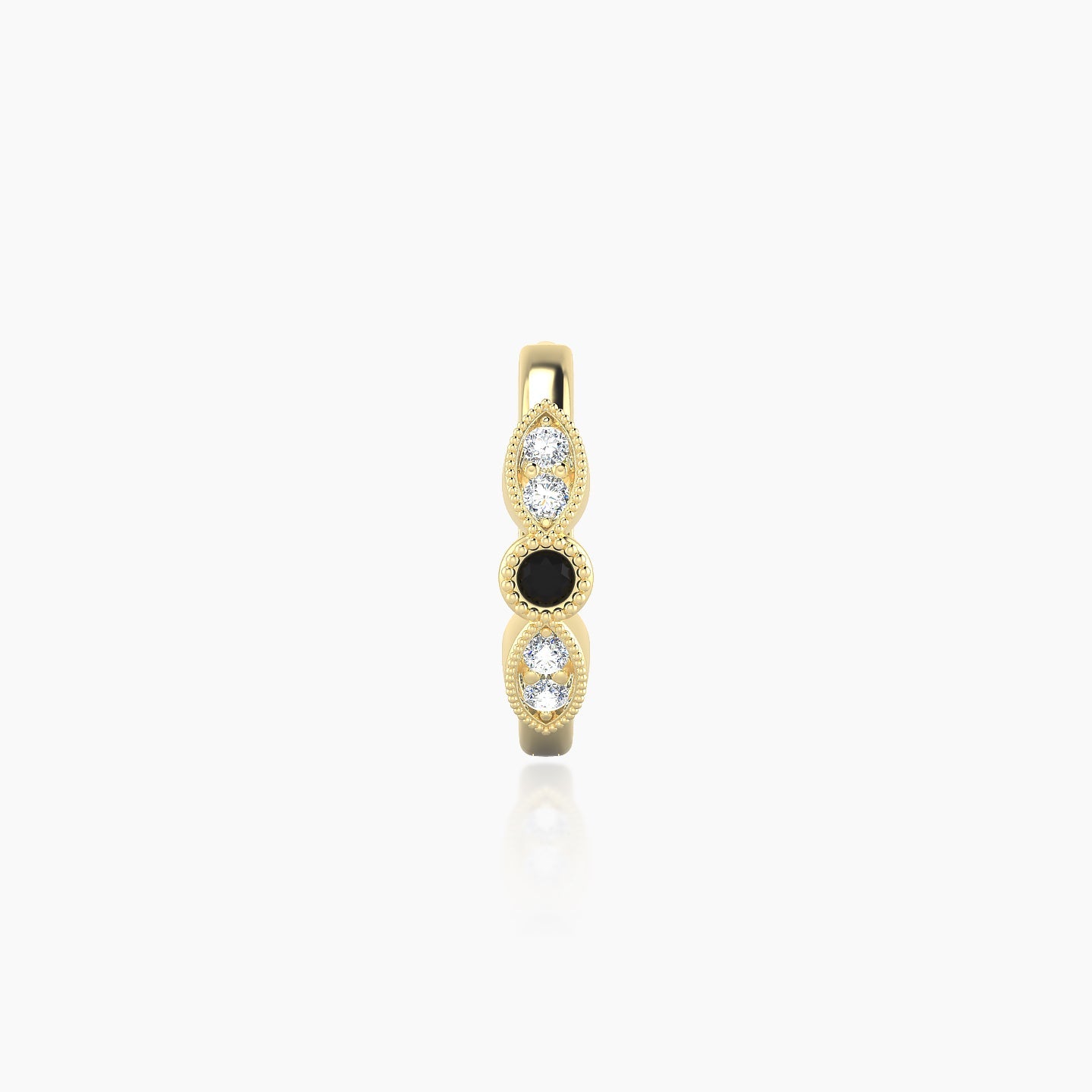 Roma | 18k Yellow Gold 8 mm Black Diamond & Diamond Hoop Piercing