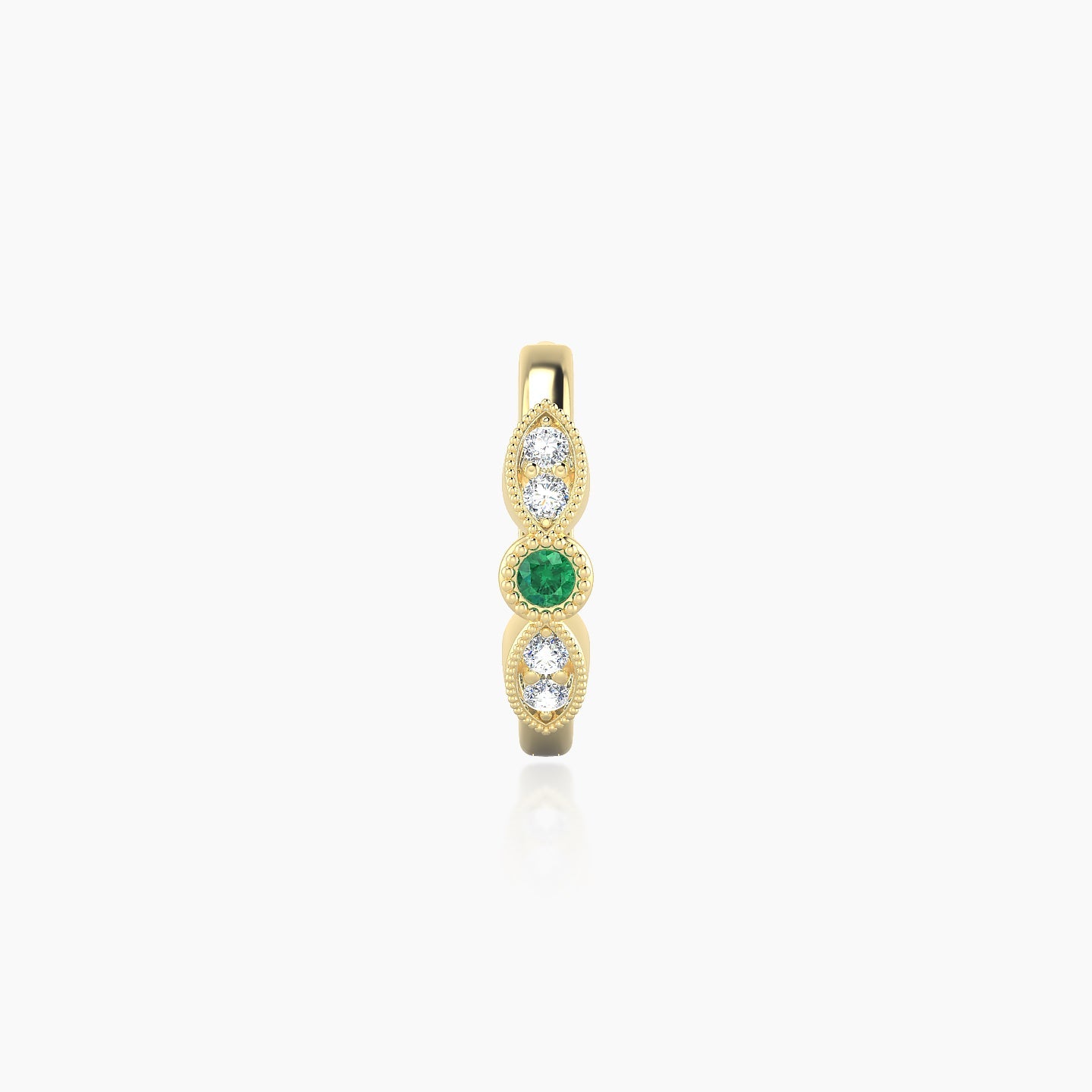 Roma | 18k Yellow Gold 8 mm Emerald & Diamond Hoop Piercing