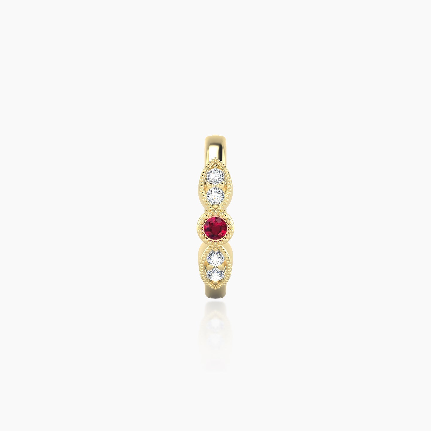 Roma | 18k Yellow Gold 8 mm Ruby & Diamond Hoop Piercing