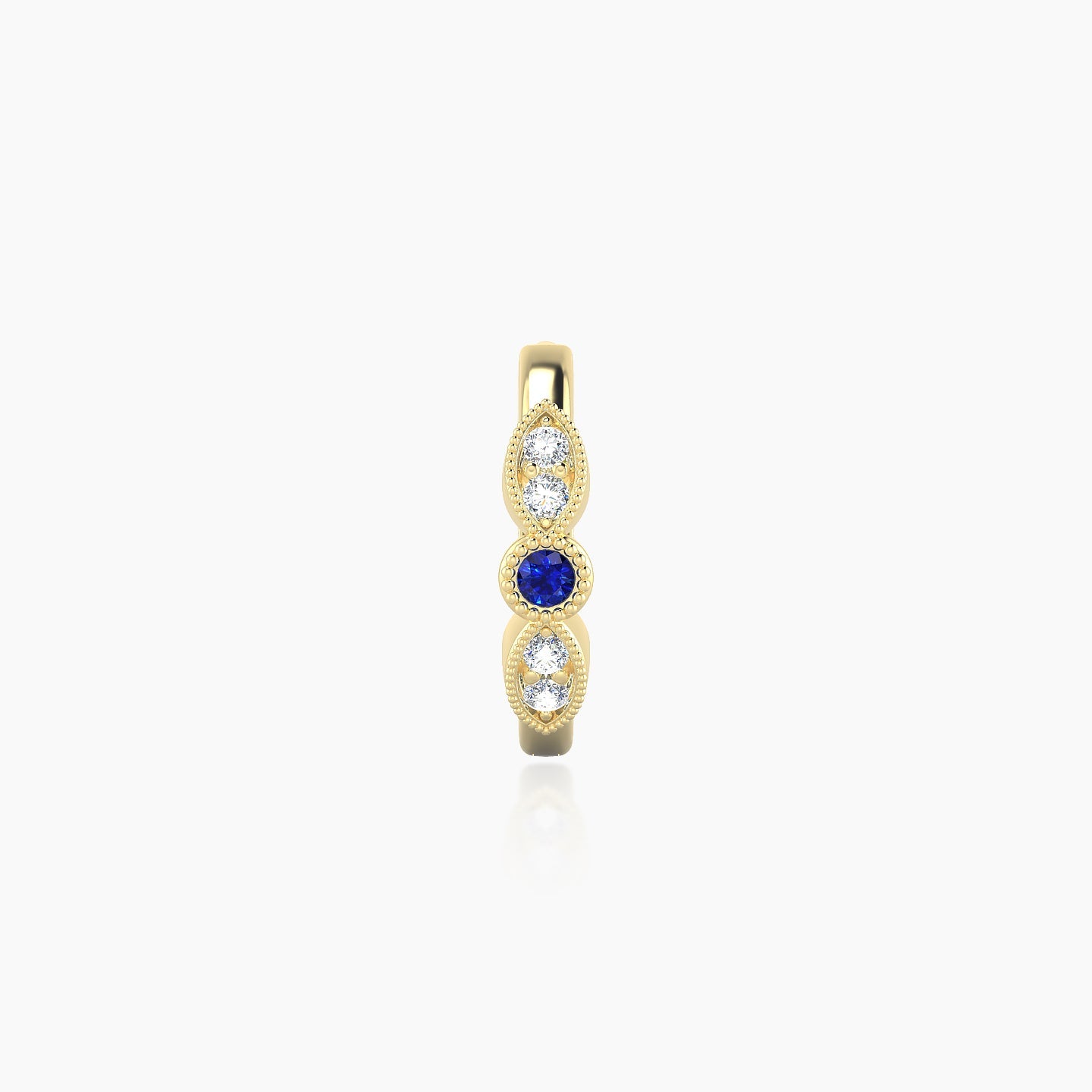 Roma | 18k Yellow Gold 8 mm Sapphire & Diamond Hoop Piercing