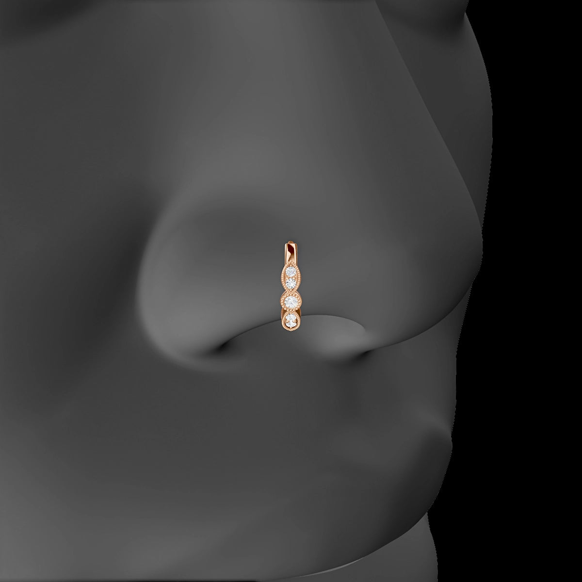 Roma | 18k Rose Gold 8 mm Diamond Nose Ring Piercing