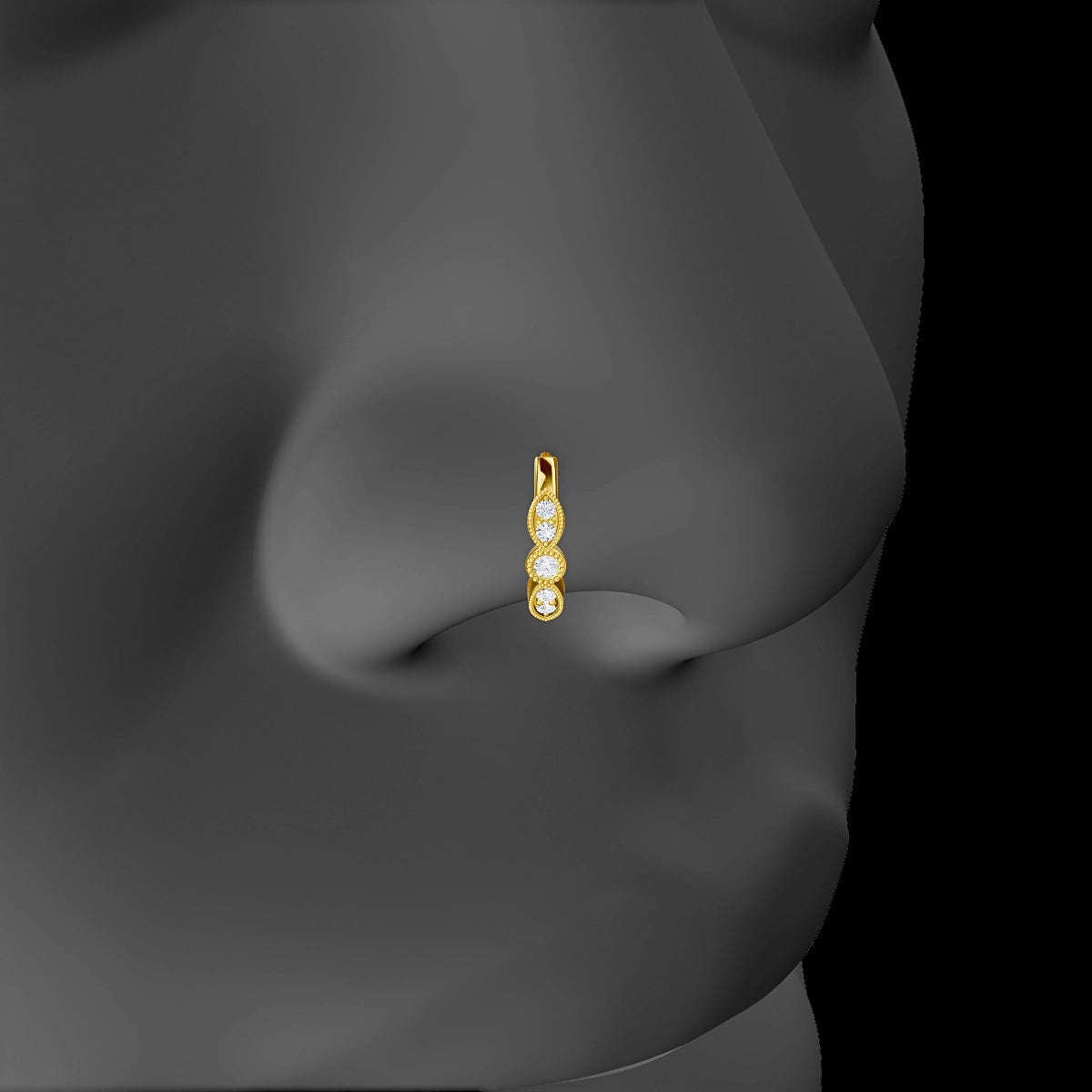 Roma | 18k Yellow Gold 8 mm Diamond Nose Ring Piercing