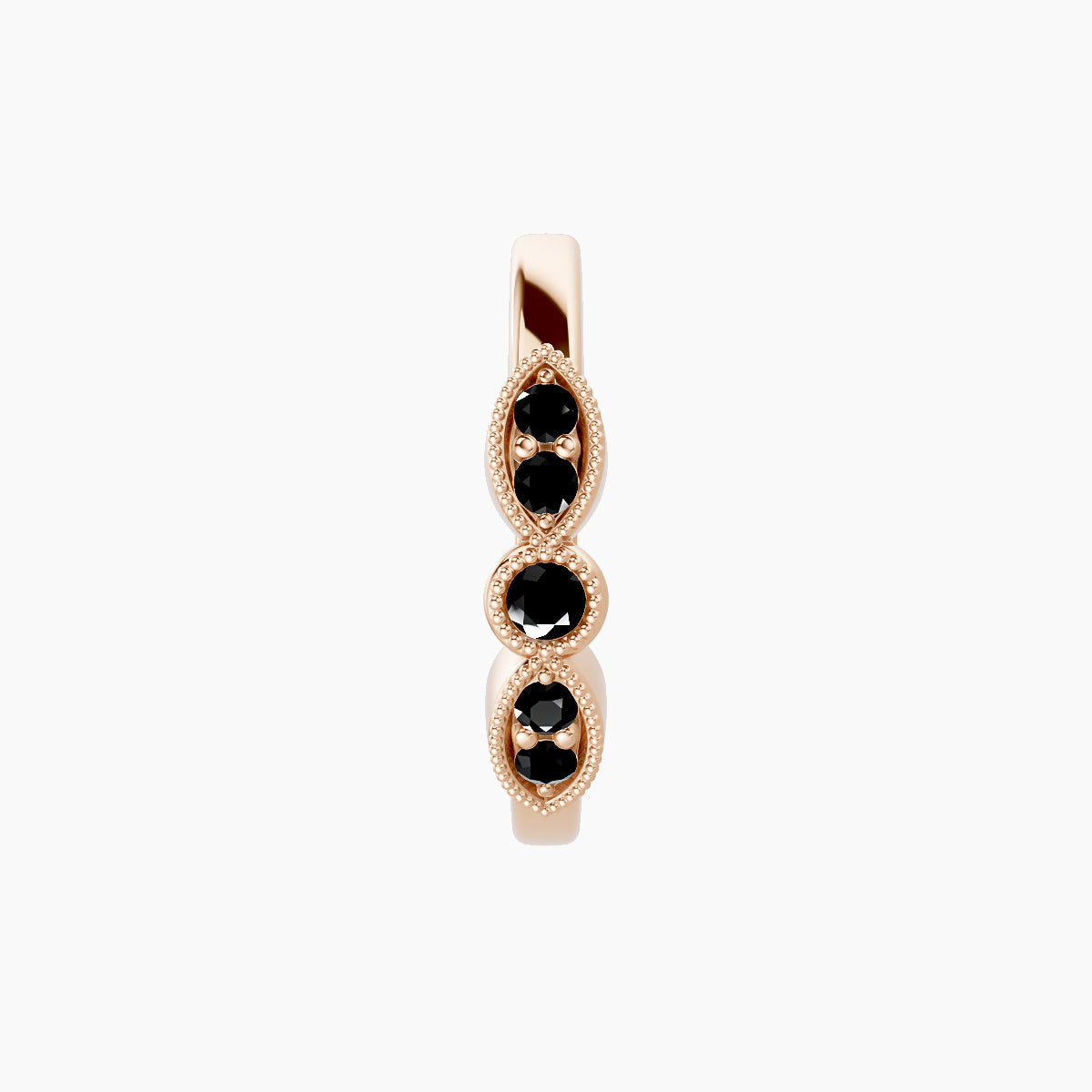 Roma | 18k Rose Gold 9.5 mm Black Diamond Hoop Piercing