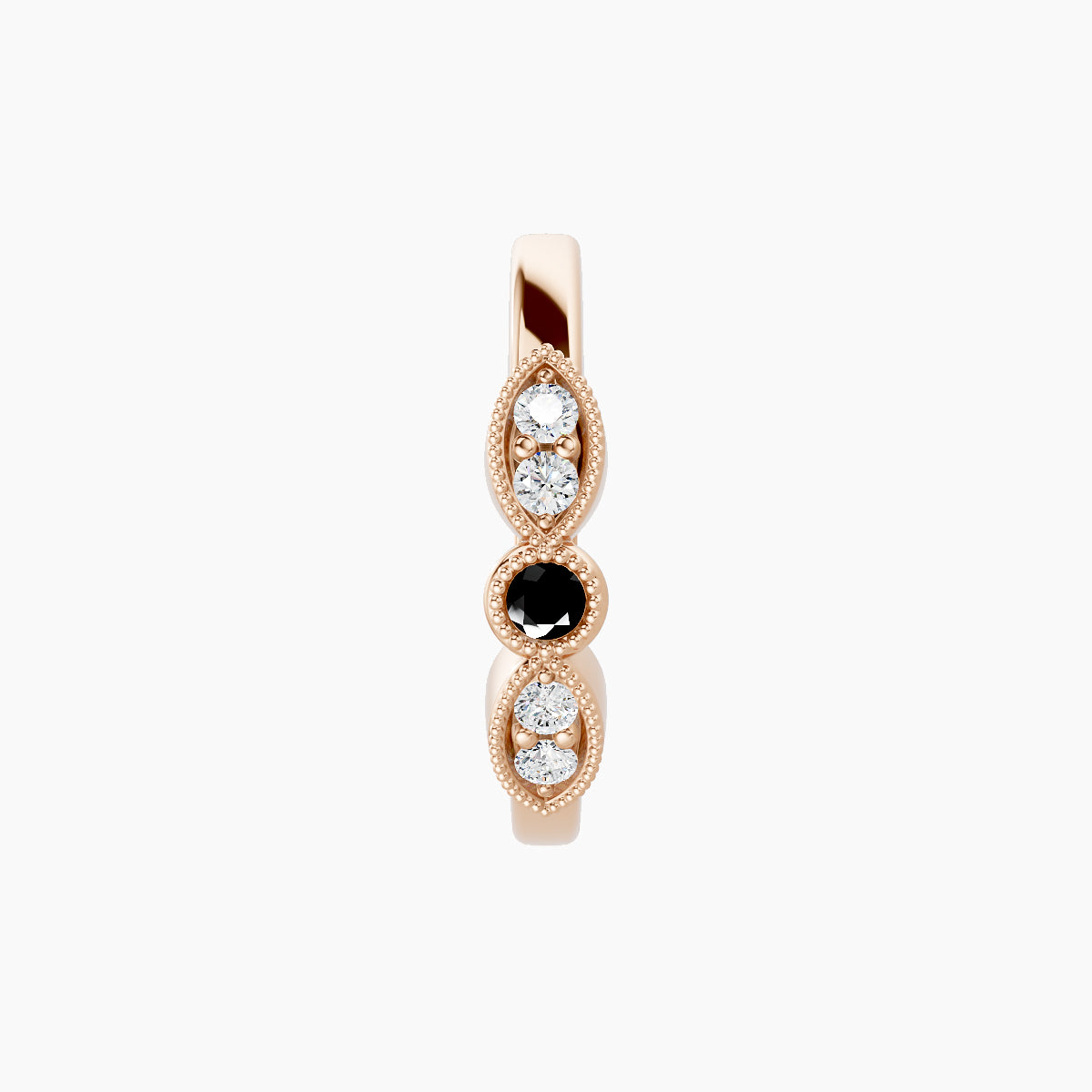 Roma | 18k Rose Gold 9.5 mm Black Diamond & Diamond Hoop Piercing