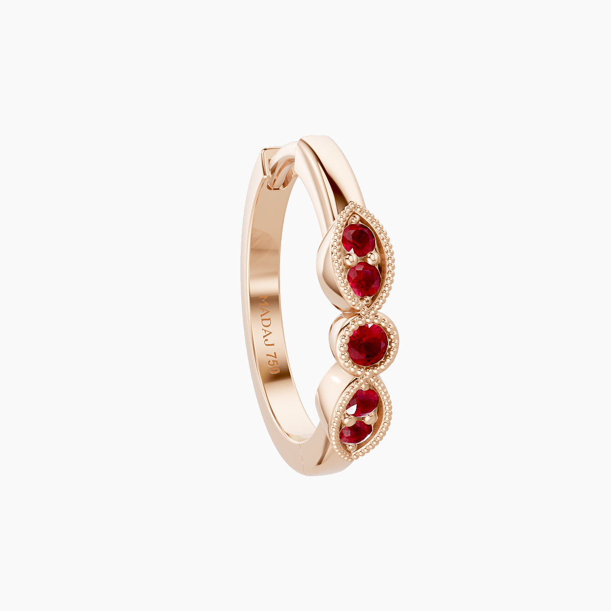 Roma | 18k Rose Gold 9.5 mm Ruby Hoop Piercing