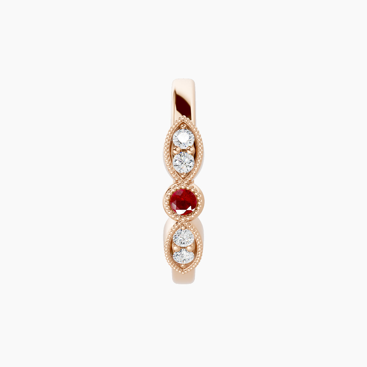 Roma | 18k Rose Gold 9.5 mm Ruby & Diamond Hoop Piercing