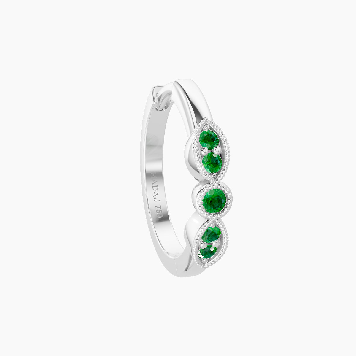 Roma | 18k White Gold 9.5 mm Emerald Hoop Piercing