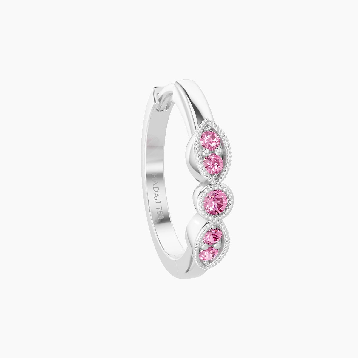 Roma | 18k White Gold 9.5 mm Pink Sapphire Hoop Piercing