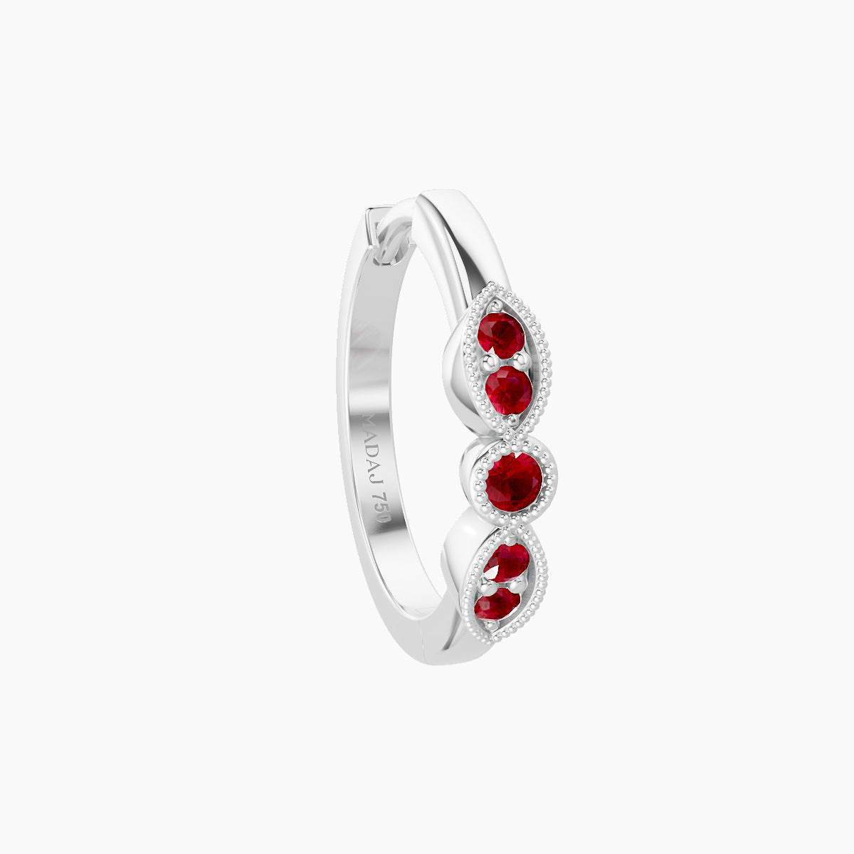 Roma | 18k White Gold 9.5 mm Ruby Hoop Piercing