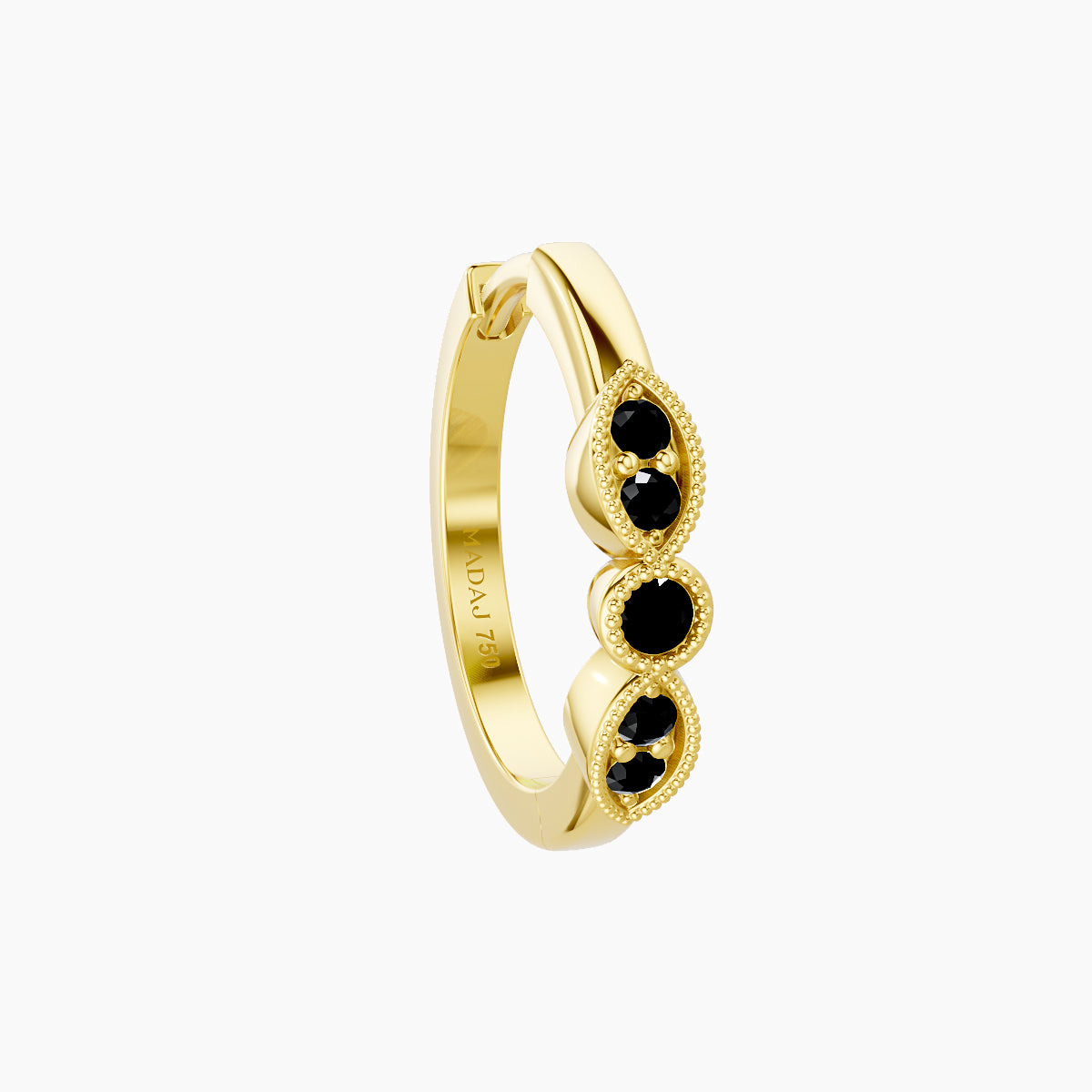 Roma | 18k Yellow Gold 9.5 mm Black Diamond Hoop Piercing