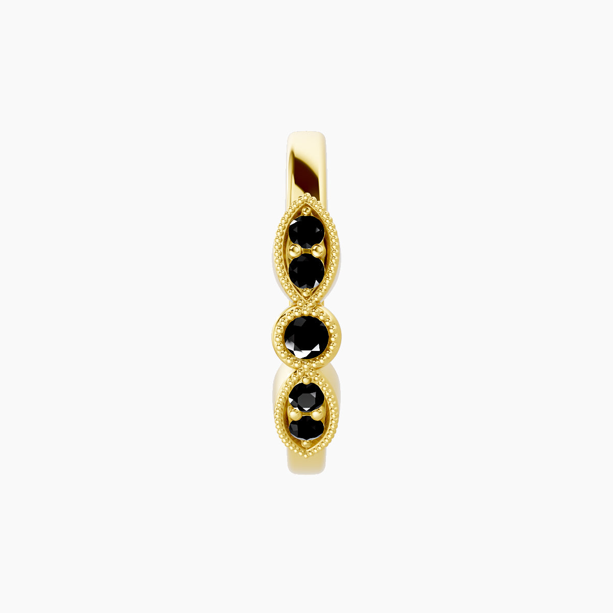 Roma | 18k Yellow Gold 9.5 mm Black Diamond Hoop Piercing