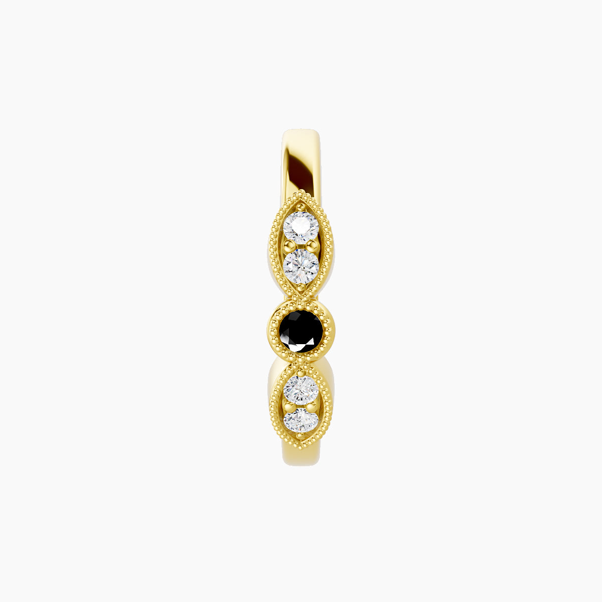 Roma | 18k Yellow Gold 9.5 mm Black Diamond & Diamond Hoop Piercing