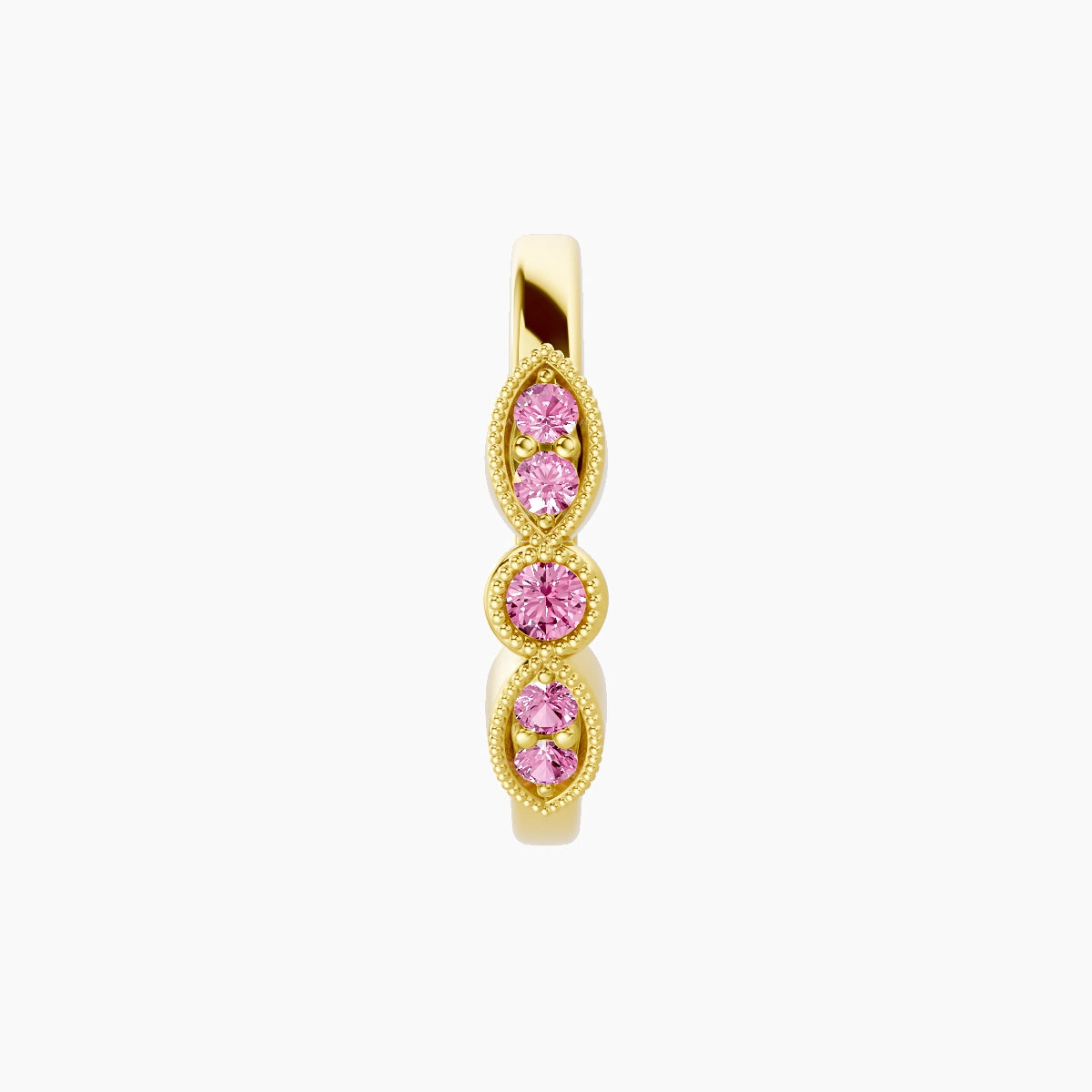 Roma | 18k Yellow Gold 9.5 mm Pink Sapphire Hoop Piercing