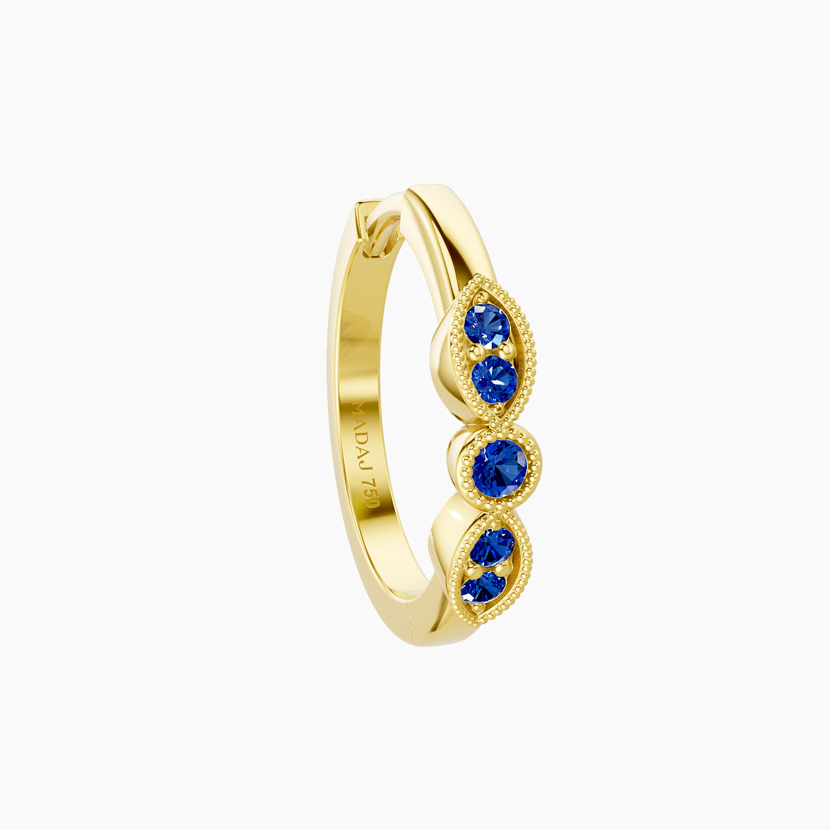 Roma | 18k Yellow Gold 9.5 mm Sapphire Hoop Piercing