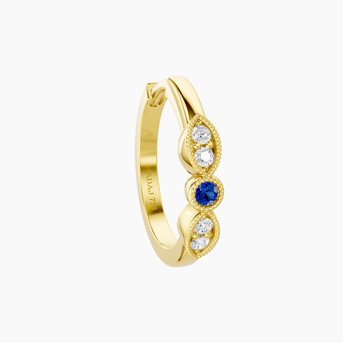 Roma | 18k Yellow Gold 9.5 mm Sapphire & Diamond Hoop Piercing