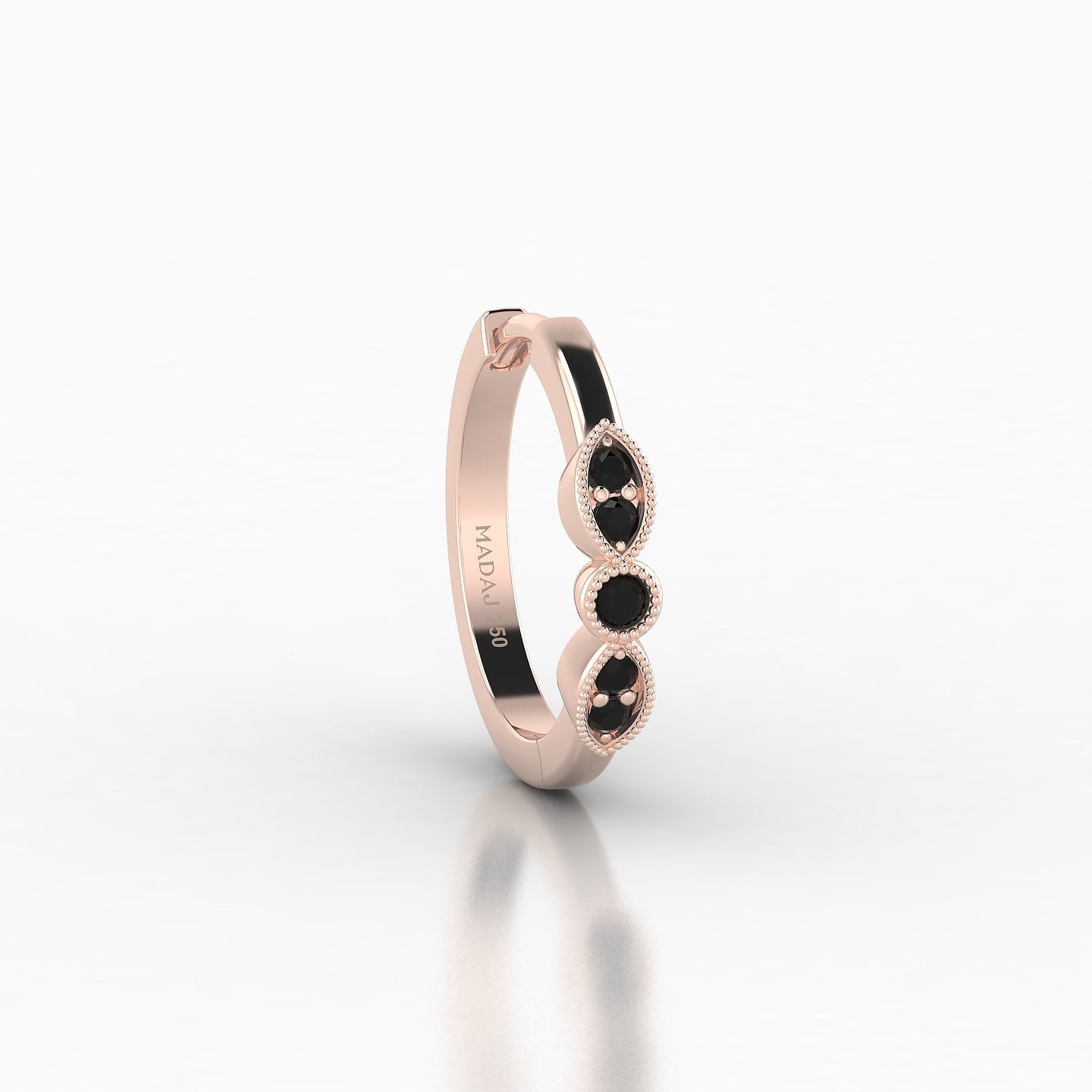 Roma | 18k Rose Gold 9.5 mm Black Diamond Hoop Piercing