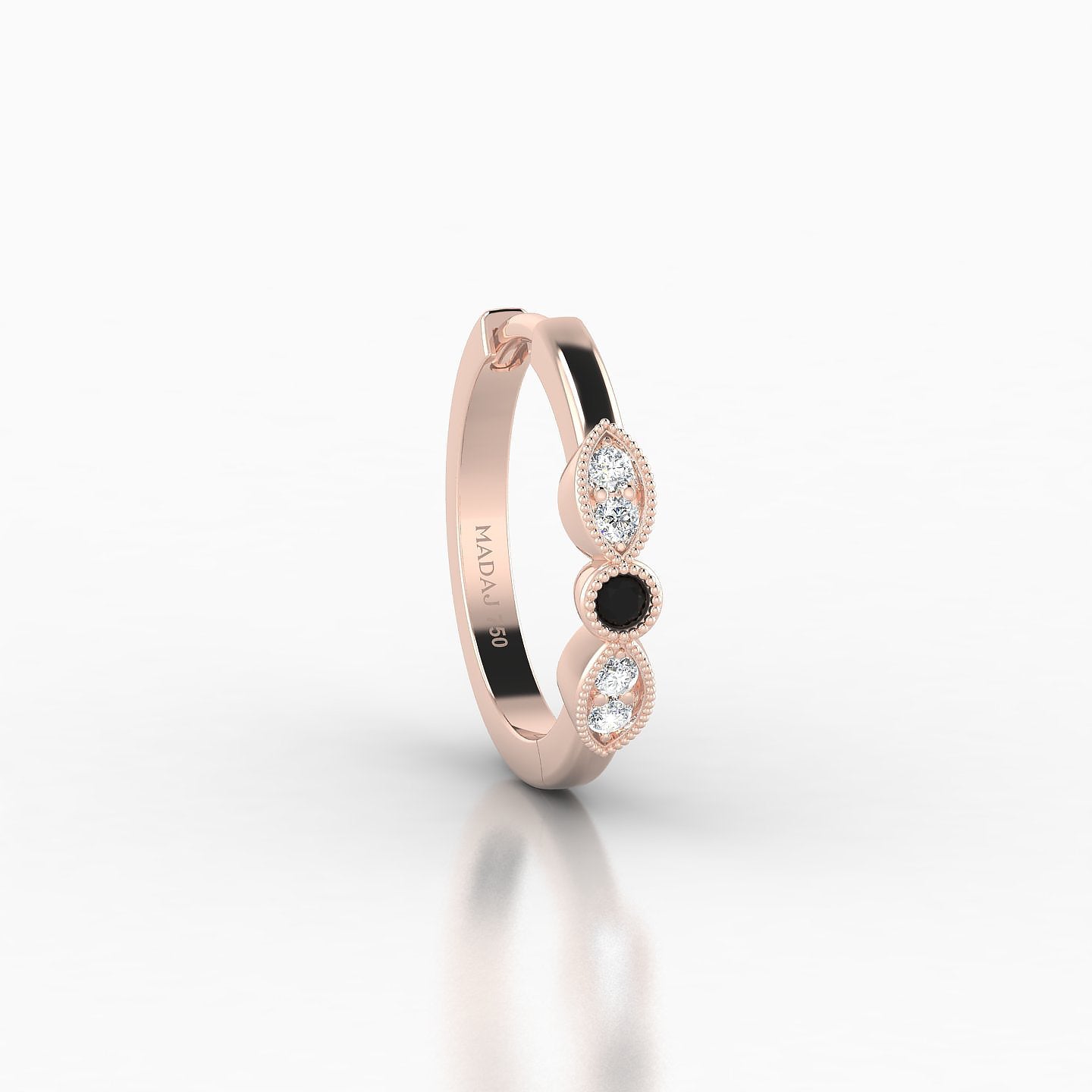 Roma | 18k Rose Gold 9.5 mm Black Diamond & Diamond Hoop Piercing