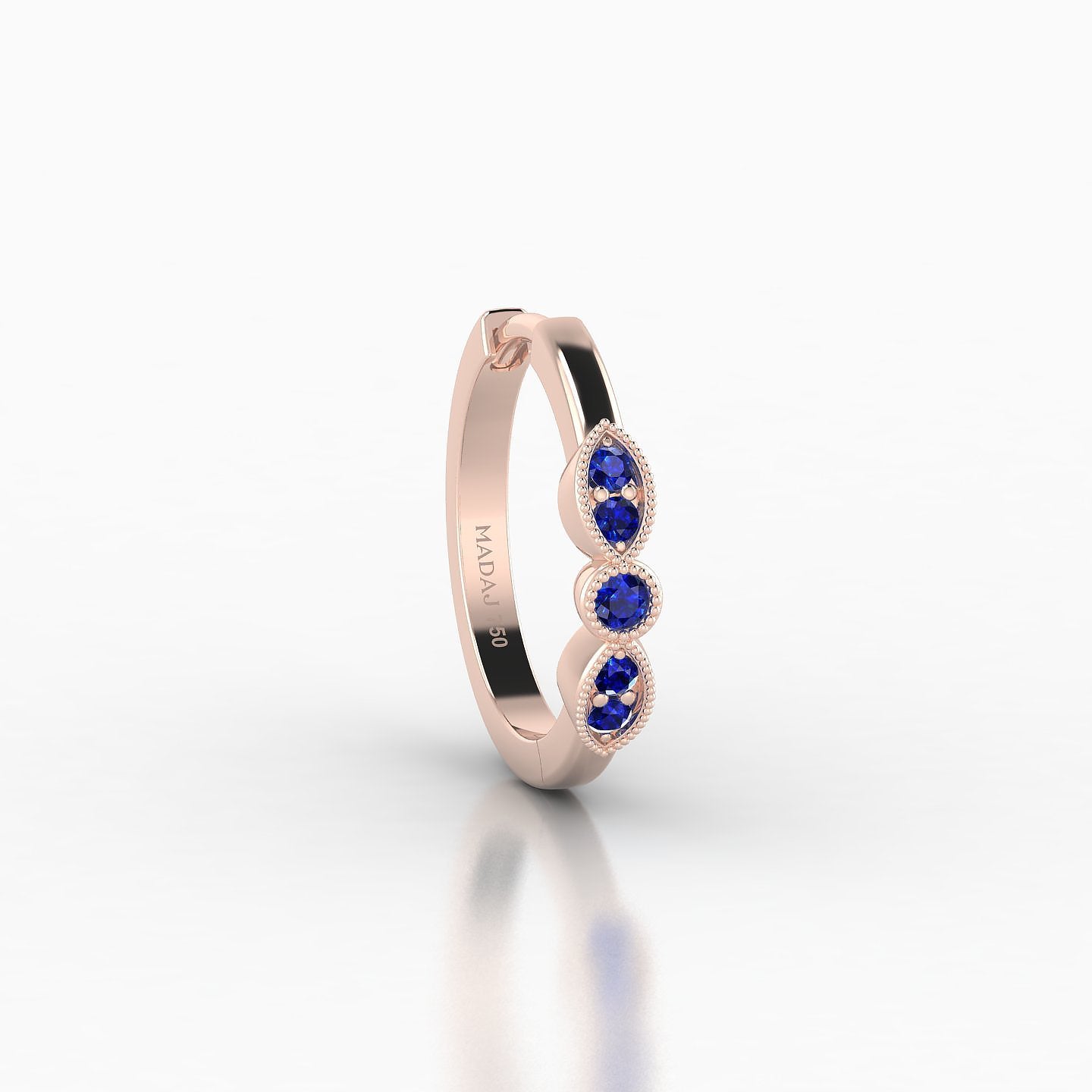 Roma | 18k Rose Gold 9.5 mm Sapphire Hoop Piercing