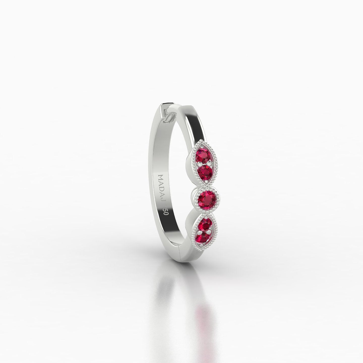 Roma | 18k White Gold 9.5 mm Ruby Hoop Piercing