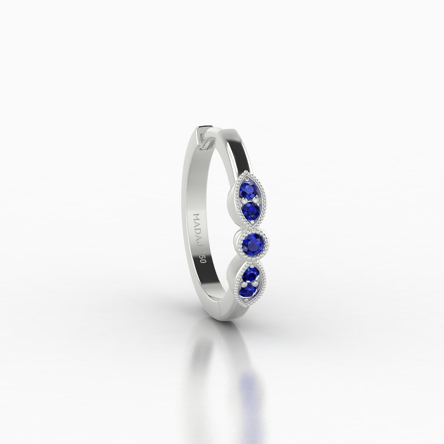 Roma | 18k White Gold 9.5 mm Sapphire Hoop Piercing