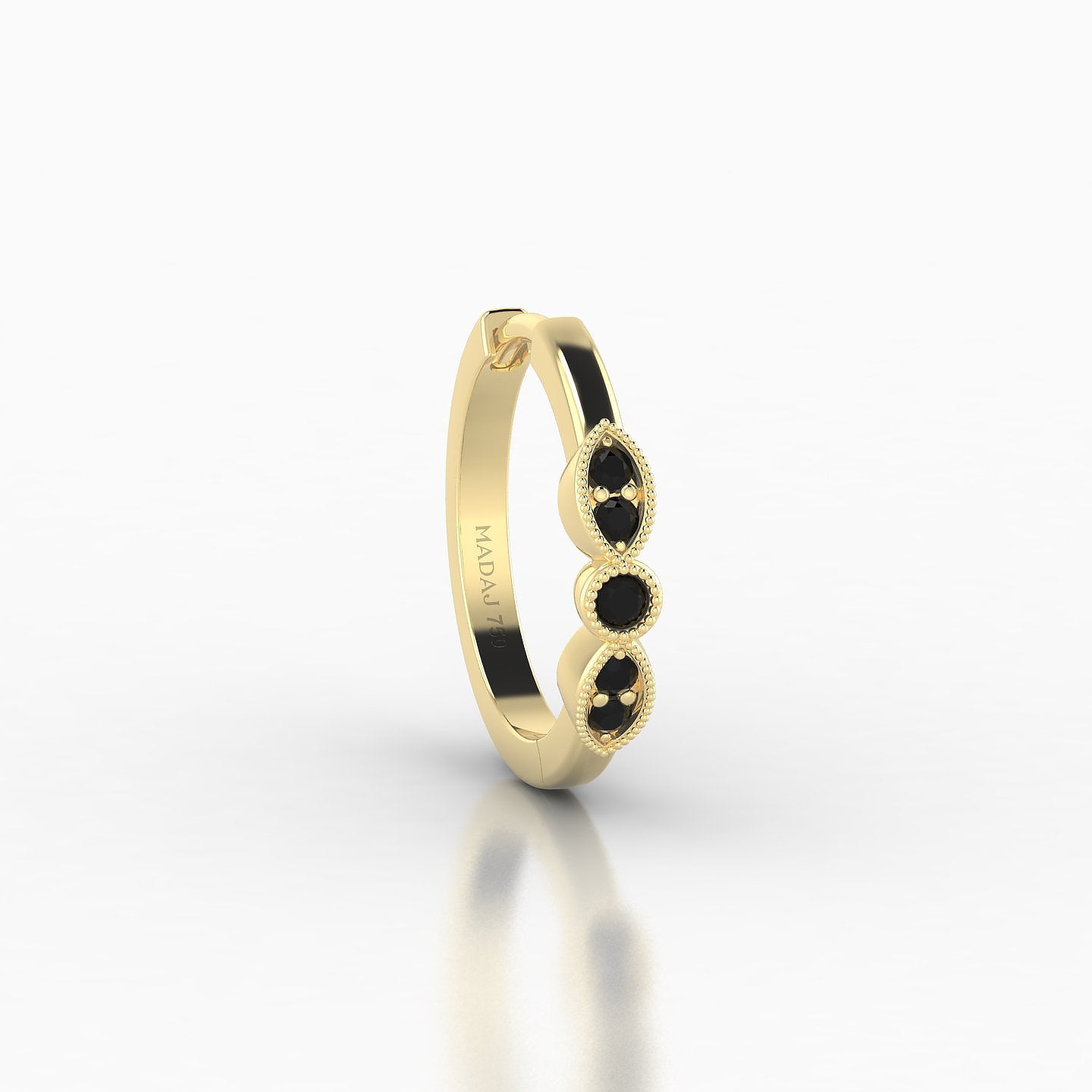 Roma | 18k Yellow Gold 9.5 mm Black Diamond Hoop Piercing