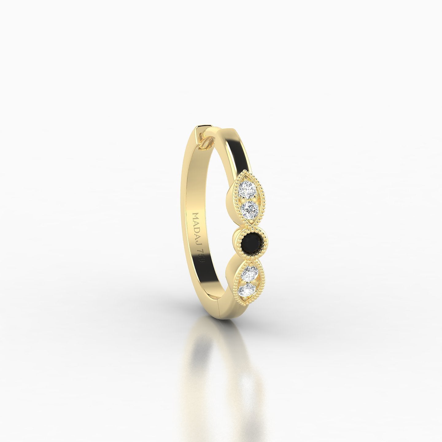 Roma | 18k Yellow Gold 9.5 mm Black Diamond & Diamond Hoop Piercing