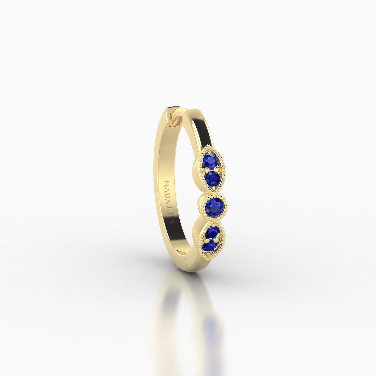 Roma | 18k Yellow Gold 9.5 mm Sapphire Hoop Piercing