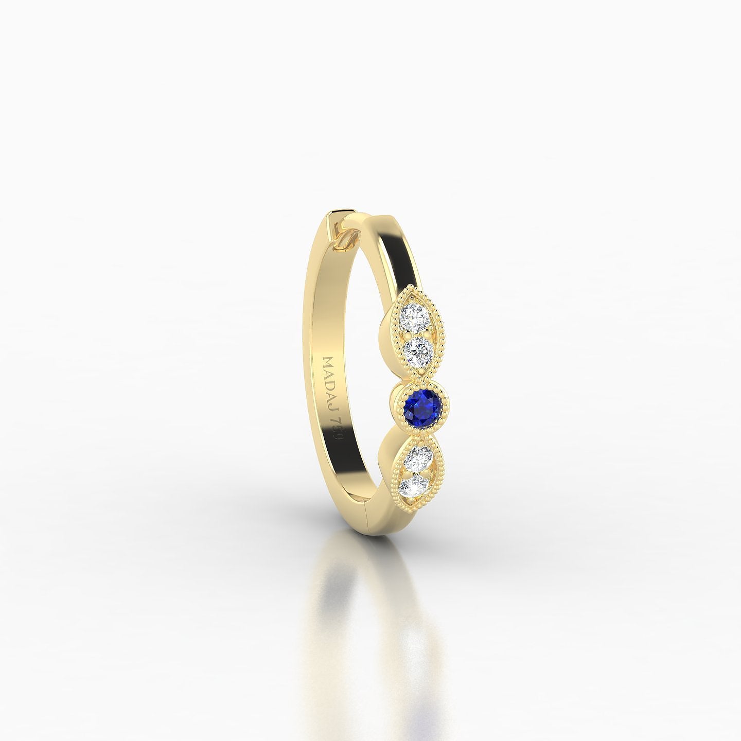 Roma | 18k Yellow Gold 9.5 mm Sapphire & Diamond Hoop Piercing