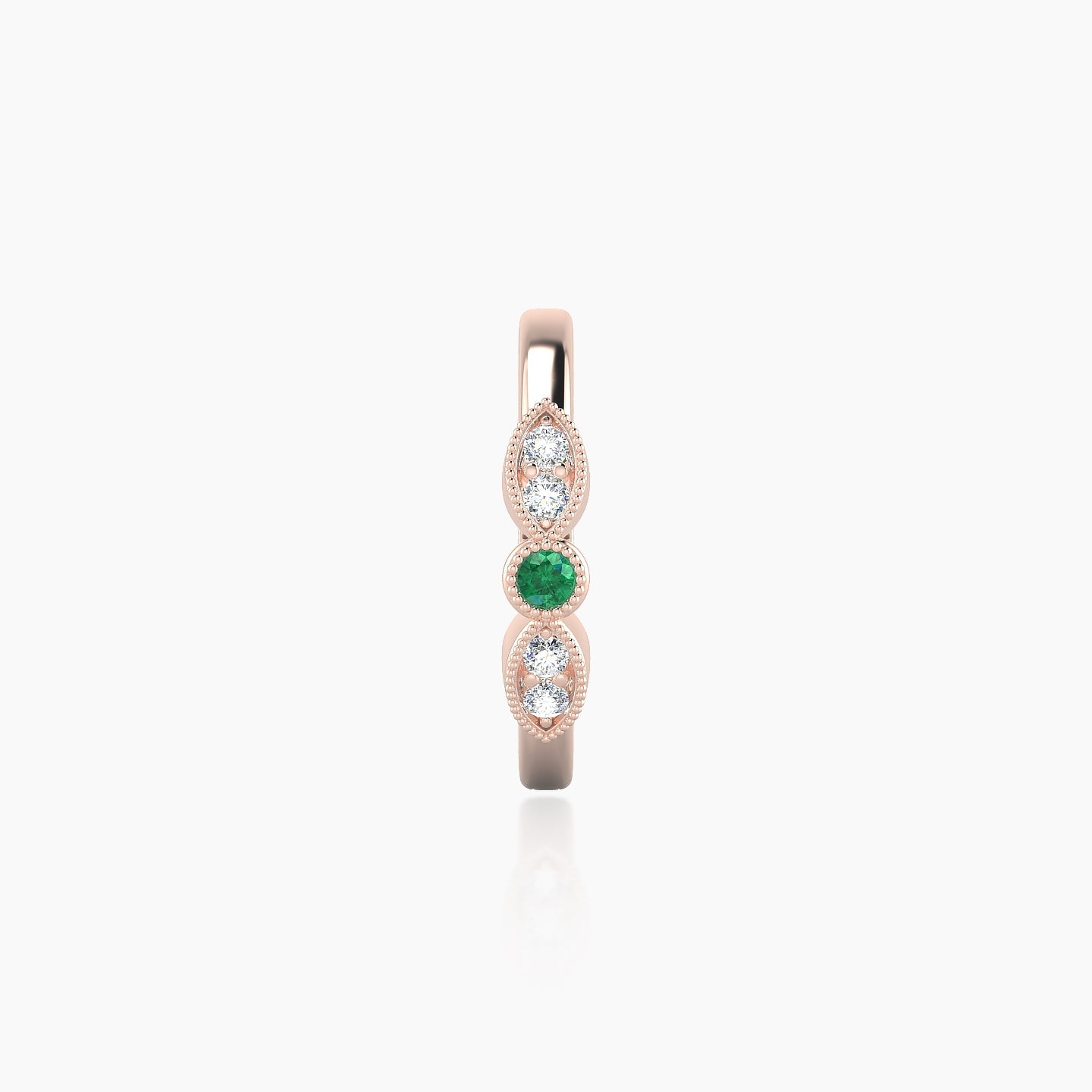 Roma | 18k Rose Gold 9.5 mm Emerald & Diamond Hoop Piercing