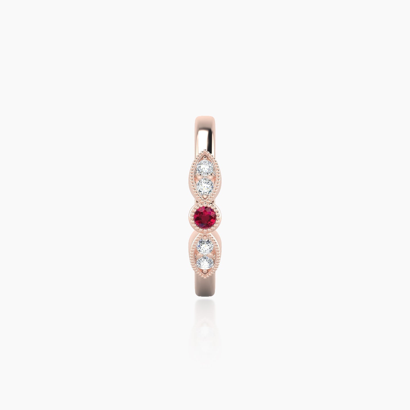 Roma | 18k Rose Gold 9.5 mm Ruby & Diamond Hoop Piercing