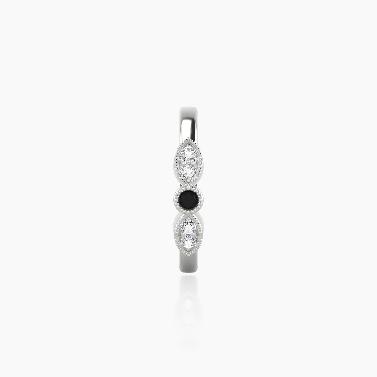 Roma | 18k White Gold 9.5 mm Black Diamond & Diamond Hoop Piercing