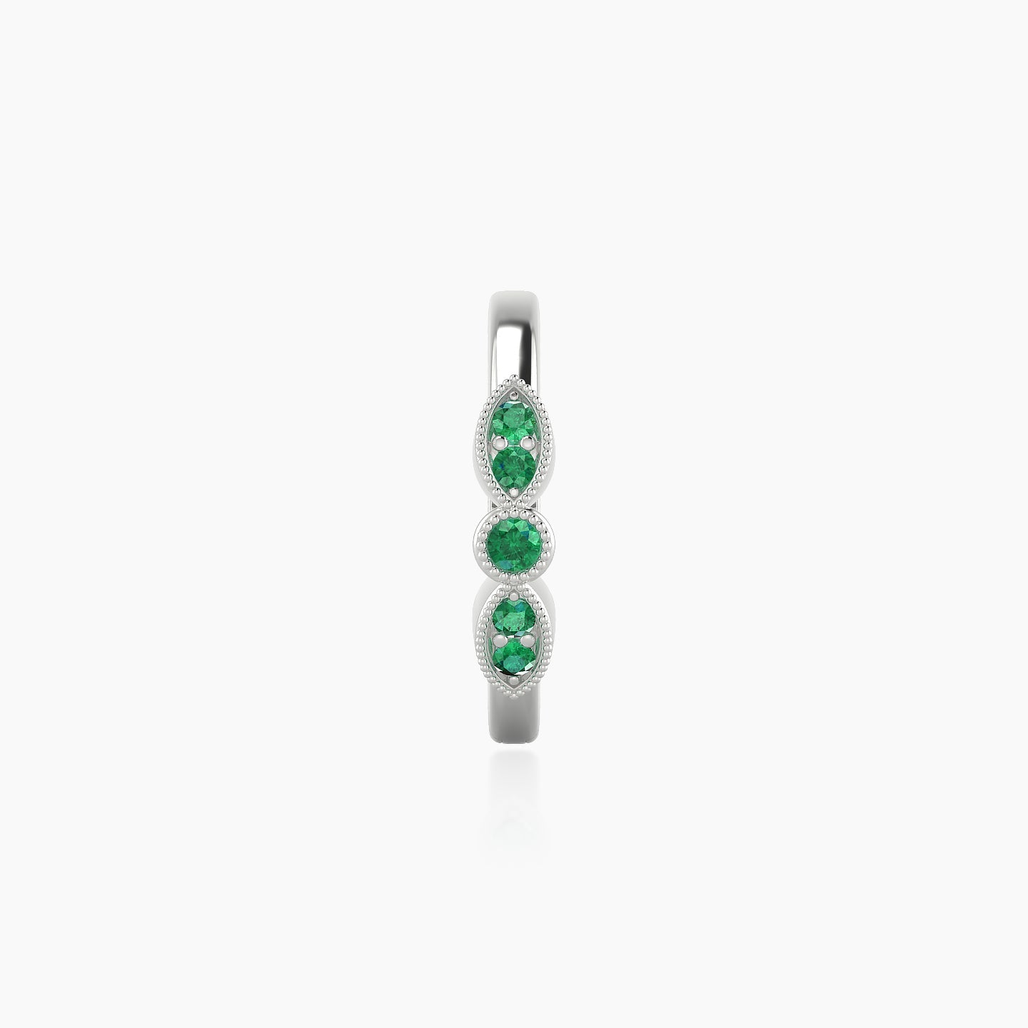 Roma | 18k White Gold 9.5 mm Emerald Hoop Piercing