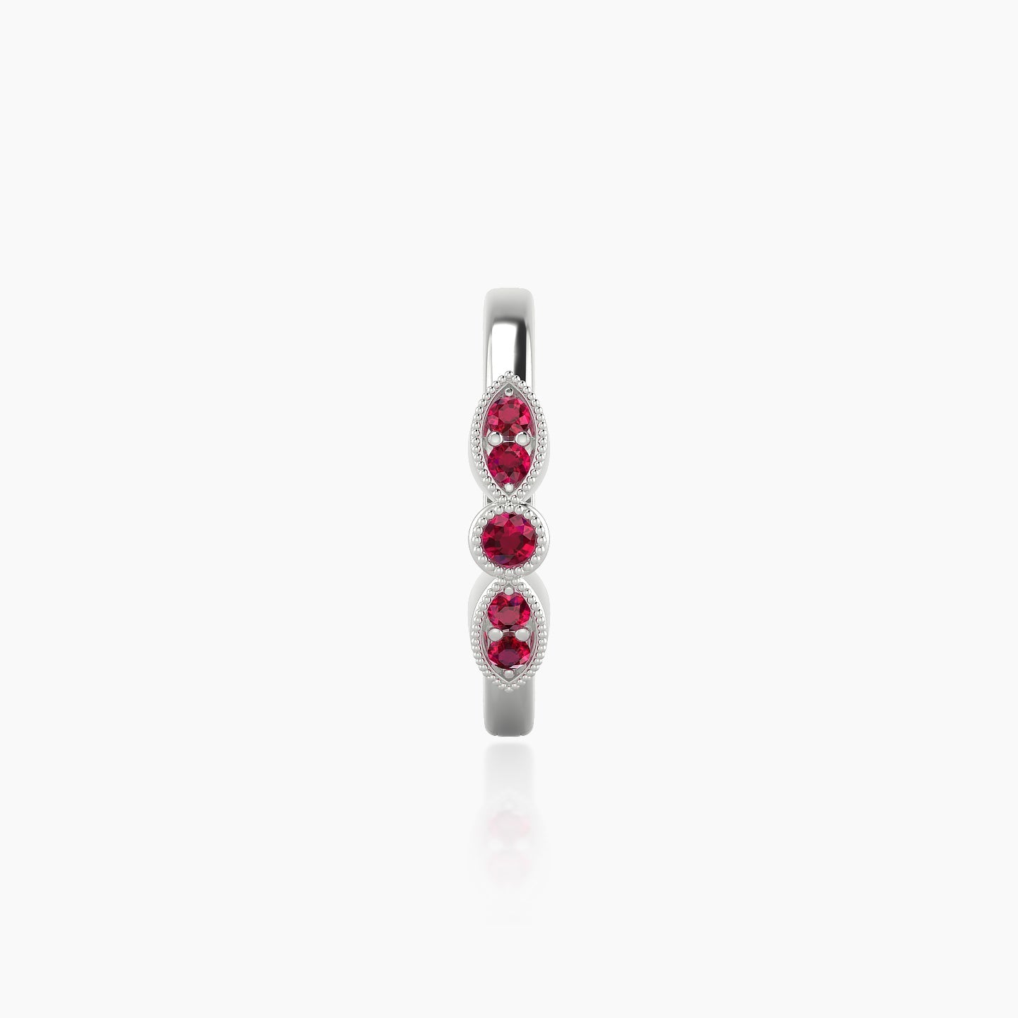 Roma | 18k White Gold 9.5 mm Ruby Hoop Piercing