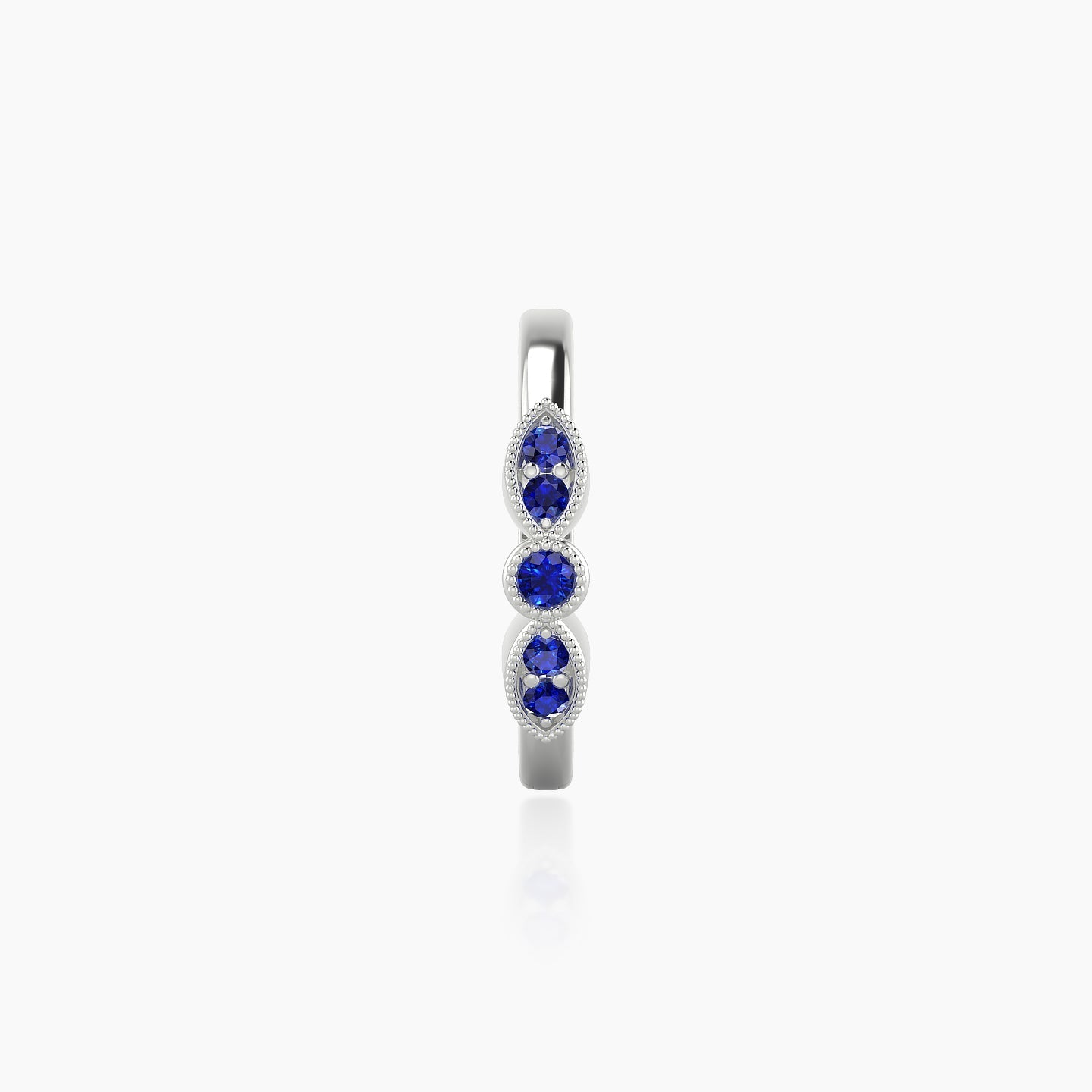 Roma | 18k White Gold 9.5 mm Sapphire Hoop Piercing