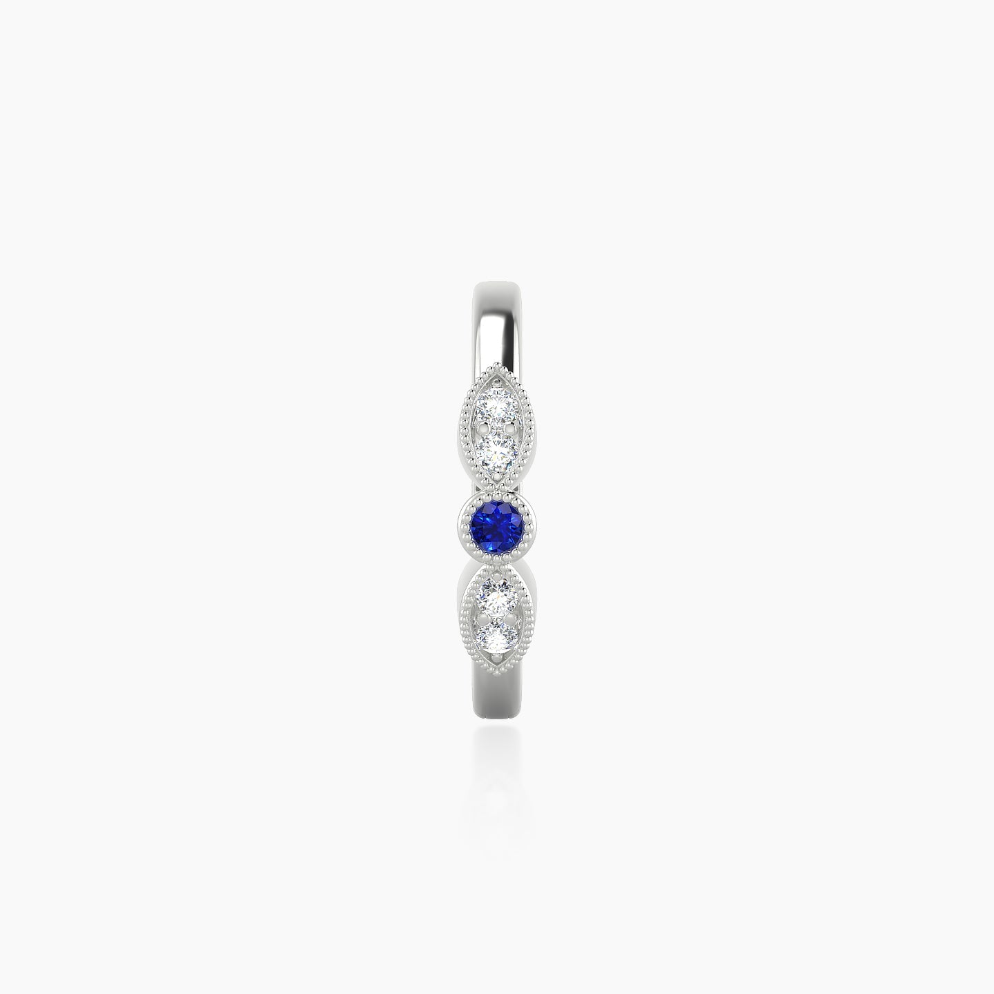 Roma | 18k White Gold 9.5 mm Sapphire & Diamond Hoop Piercing