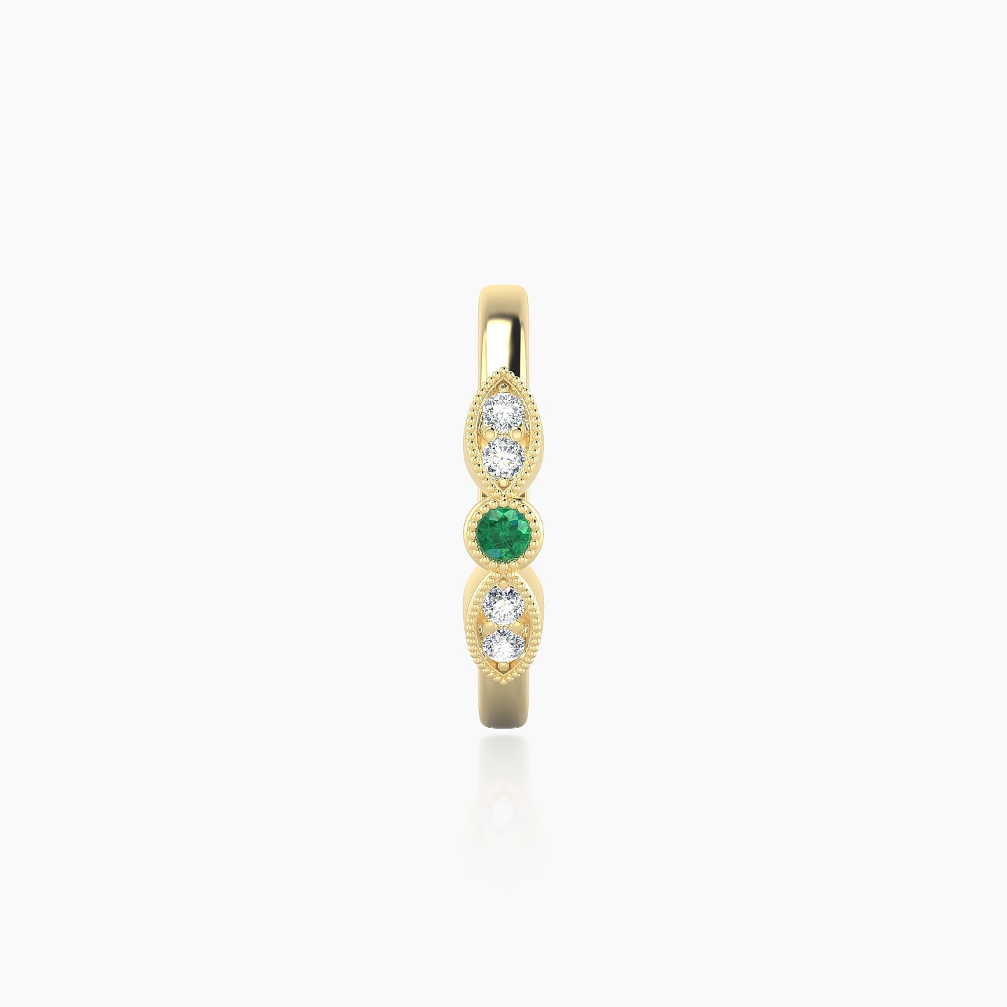 Roma | 18k Yellow Gold 9.5 mm Emerald & Diamond Hoop Piercing