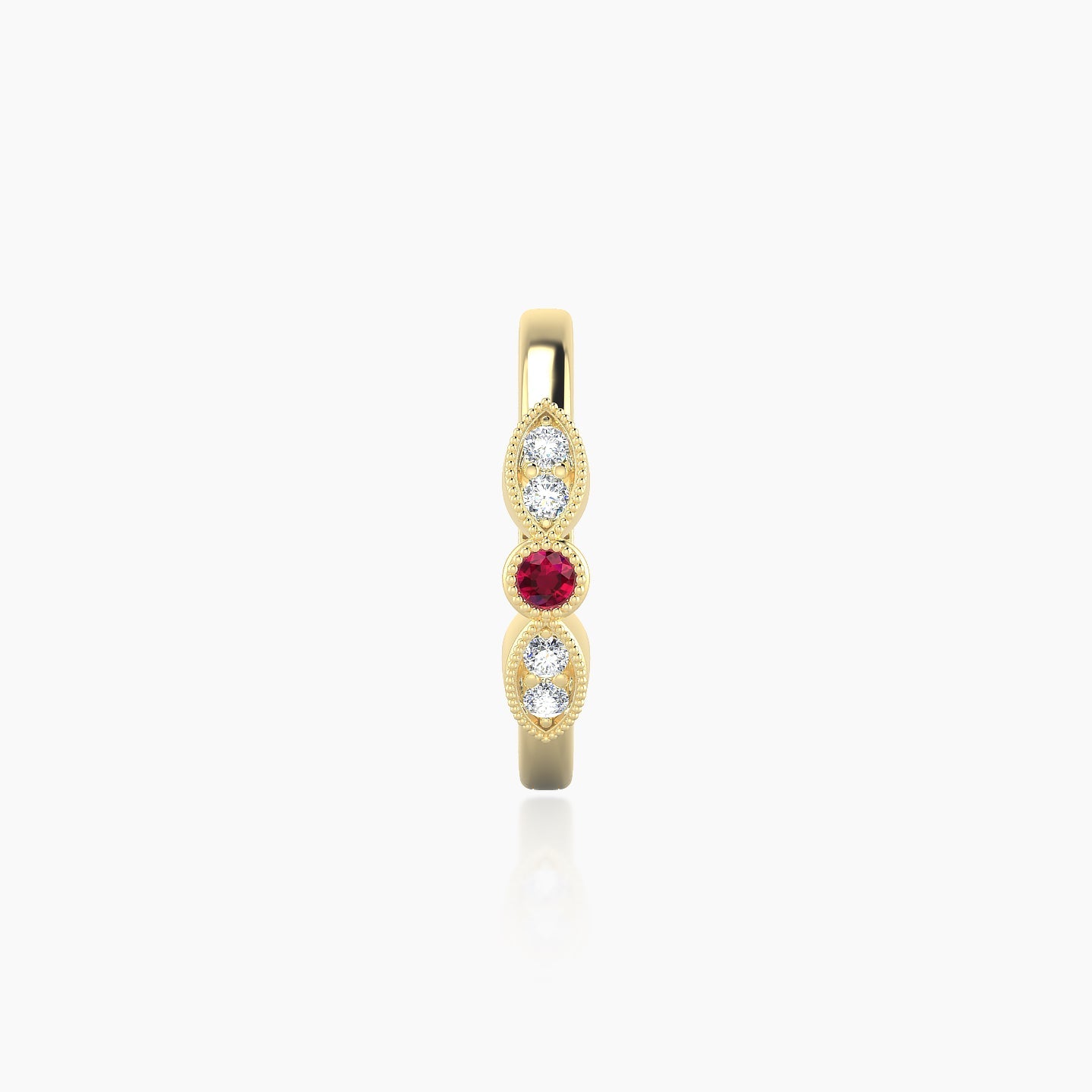 Roma | 18k Yellow Gold 9.5 mm Ruby & Diamond Hoop Piercing