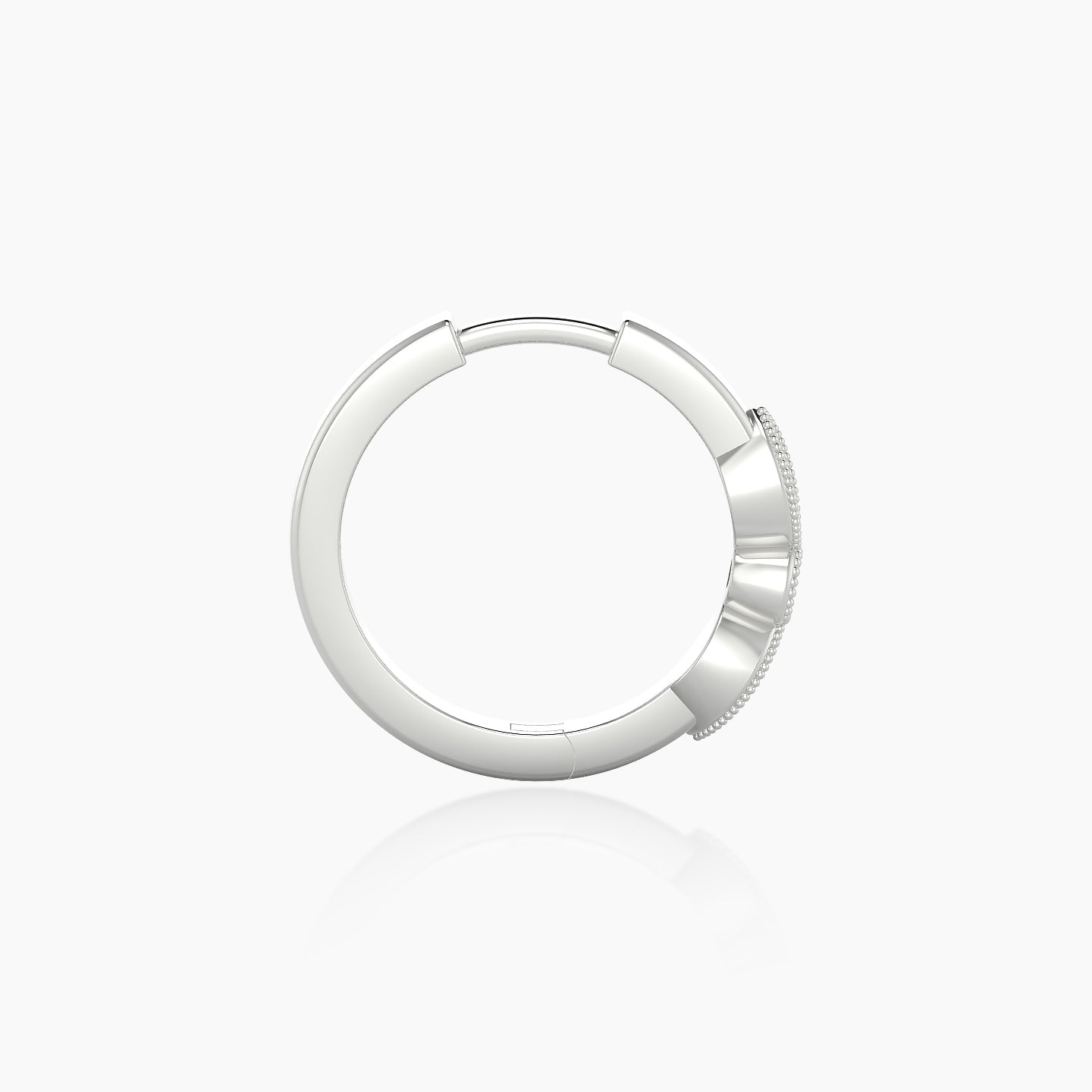 Roma | 18k White Gold 9.5 mm Black Diamond Hoop Piercing