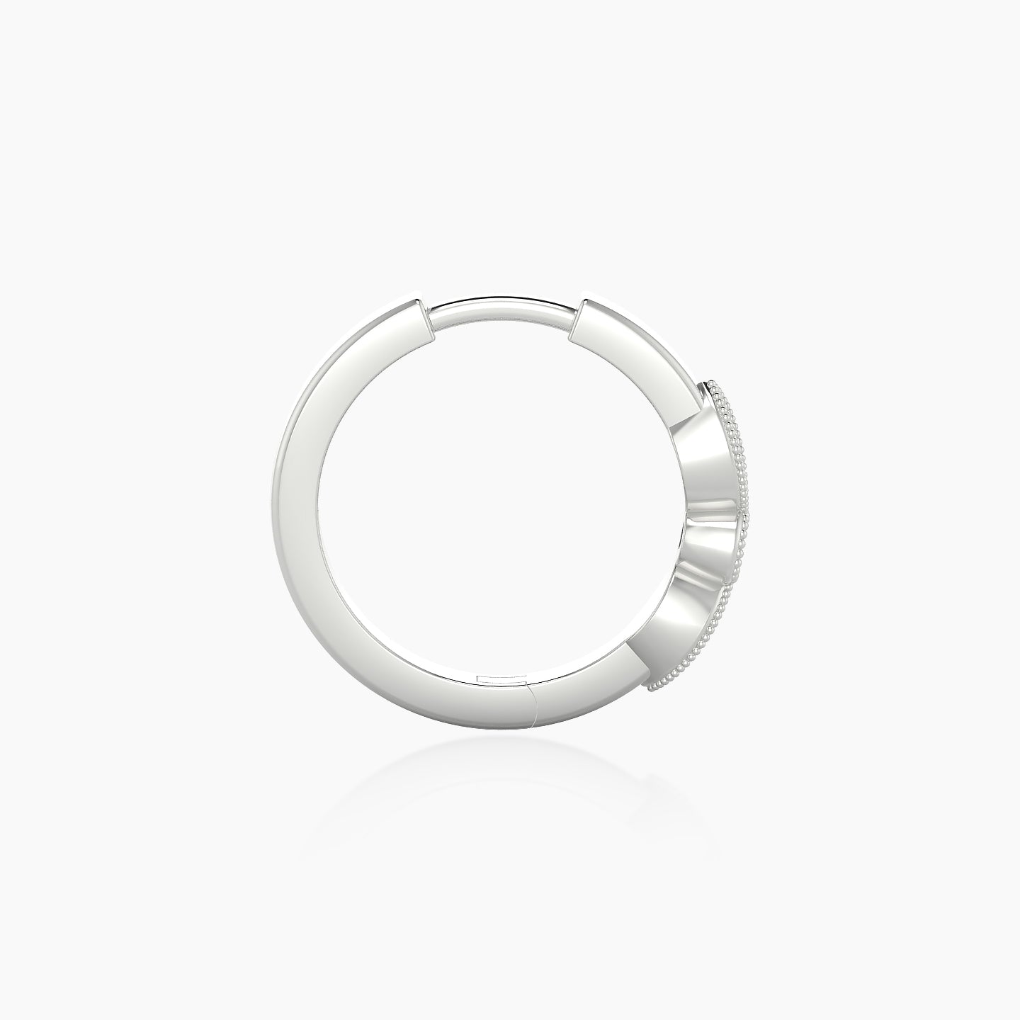 Roma | 18k White Gold 9.5 mm Black Diamond & Diamond Hoop Piercing