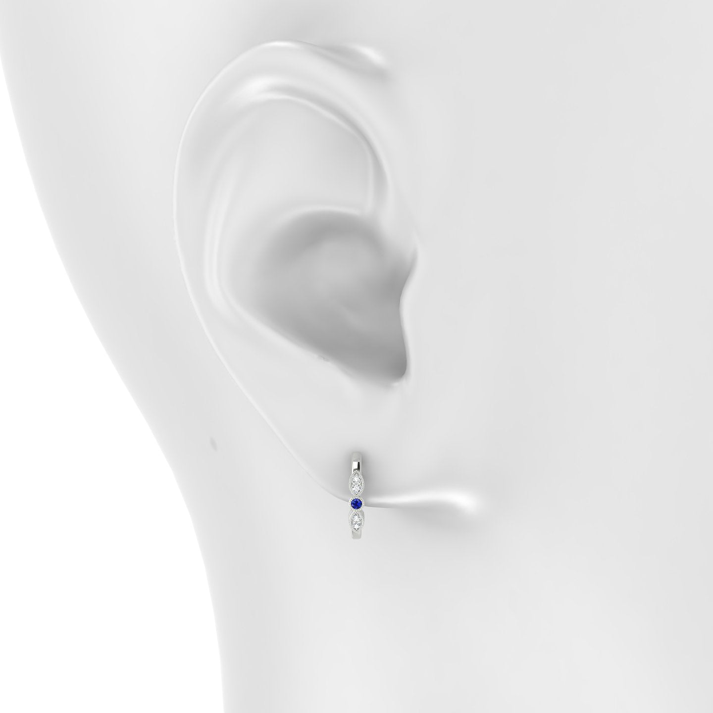 Roma | 18k White Gold 9.5 mm Sapphire & Diamond Hoop Piercing