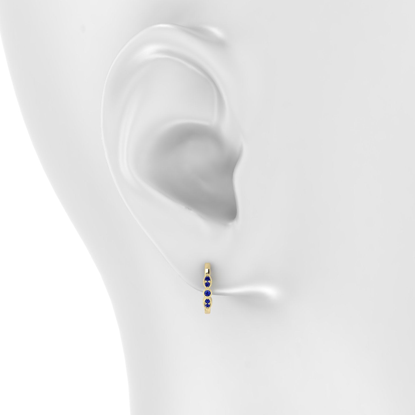 Roma | 18k Yellow Gold 9.5 mm Sapphire Hoop Piercing